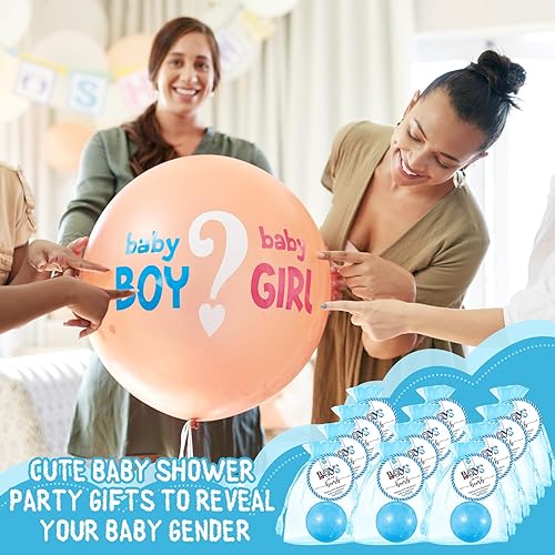Miniatura 4 de Dansib Juego de 50 bolas de baño con 50 tarjetas de baby shower, 50 bolsas de organza rosa para revelación de género, regalos de fiesta de invitados