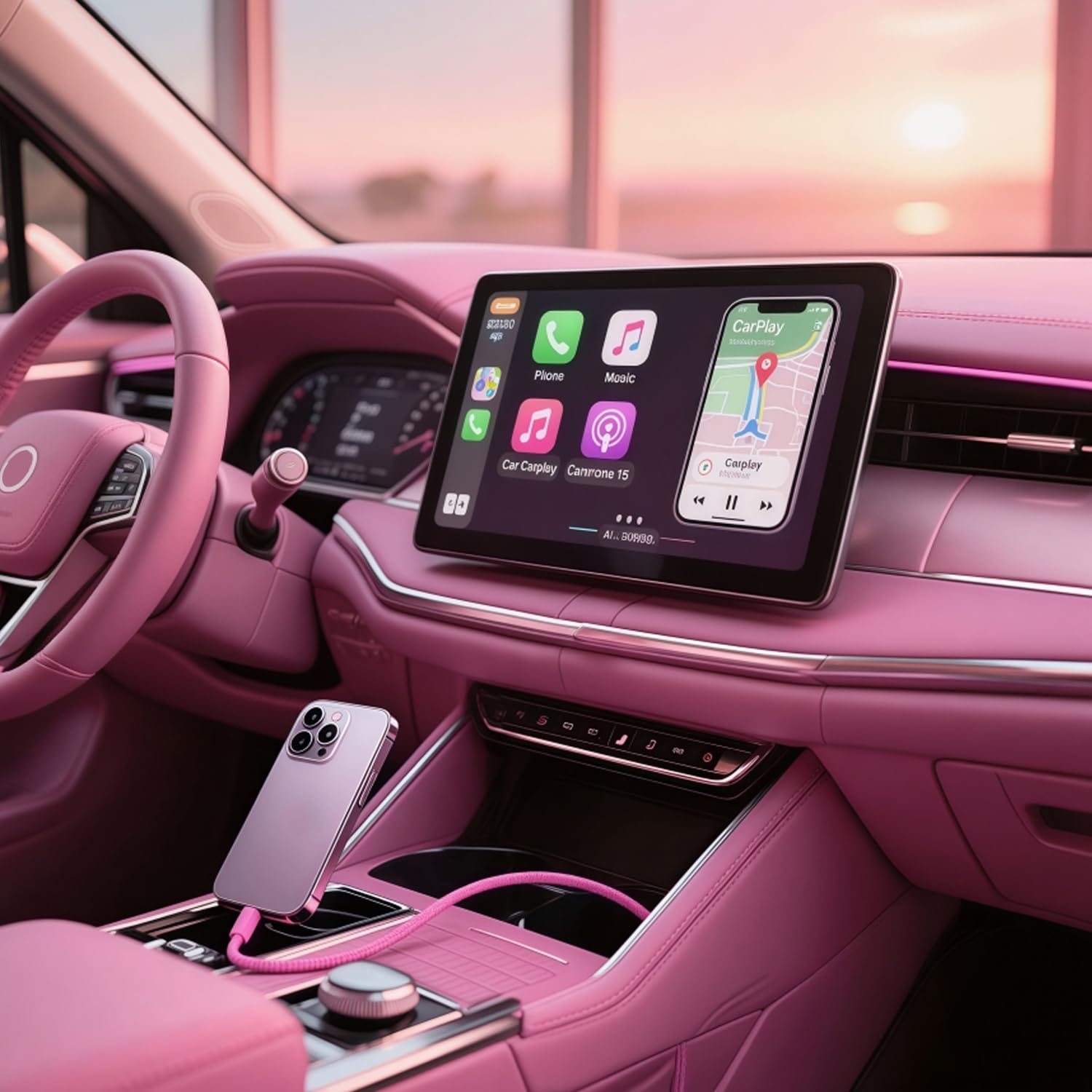 Cavo da USB A a USB C rosa carino accessori auto iPhone 16 Pro cavo di ricarica veloce tipo C per iPhone 15 Pro Max/16 Plus/16e, iPad Air 13/11, Samsung Galaxy Z Flip 6/5/4/Z Fold SE/A16/A15/A14 (0,9