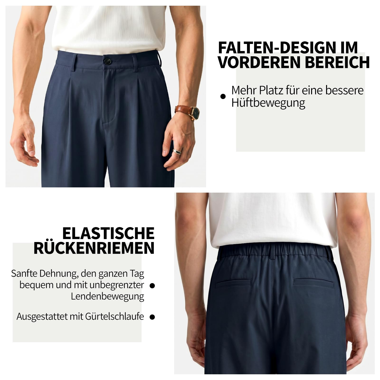 Heyfanee Pantalones chinos para hombre, corte holgado, pantalones ligeros de traje de verano con bolsillos | Lyocell Stoff,Atmungsaktiv,Leicht,Bundfalten,Modern Business