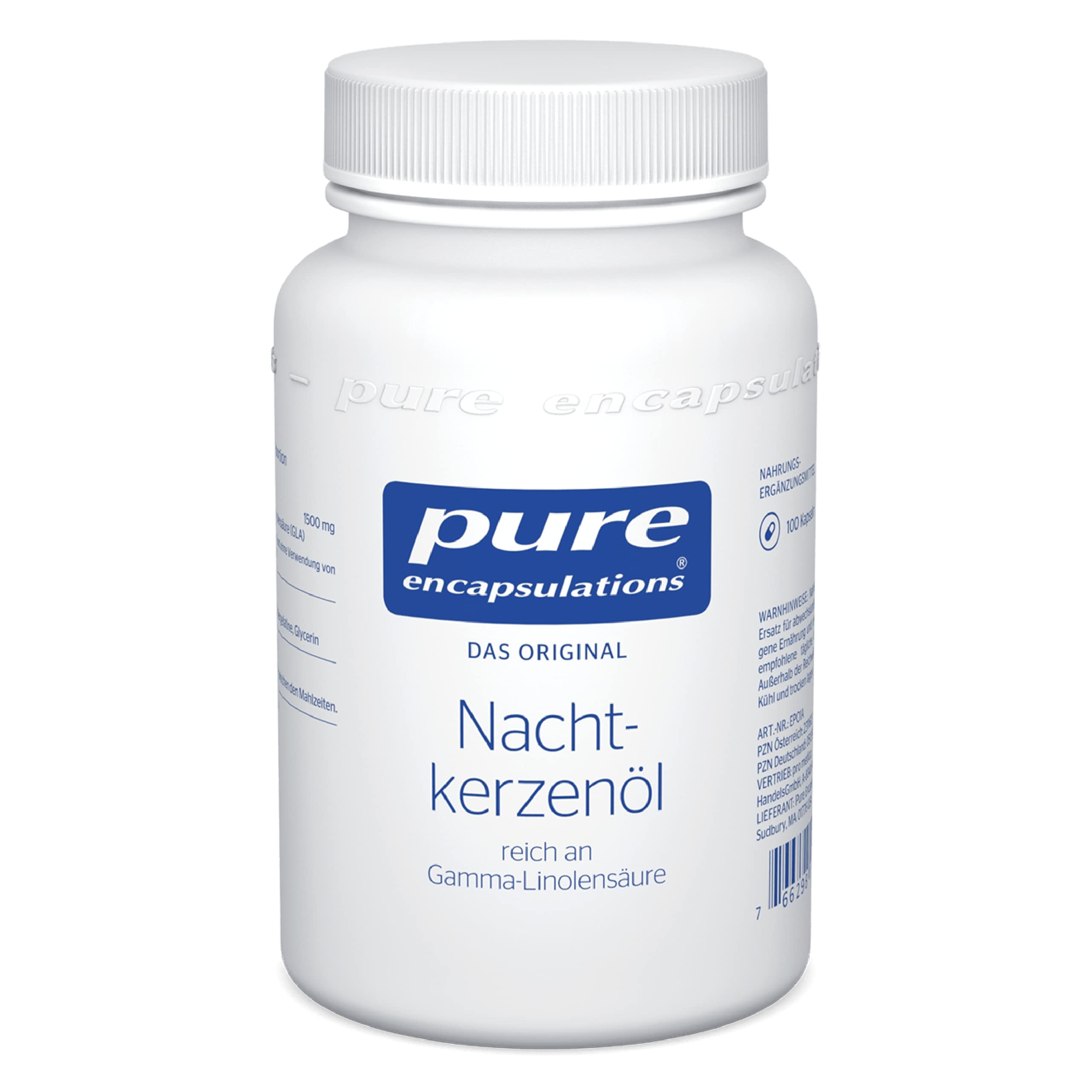 Pure Encapsulations - Nachtkerzenöl - Kalt gepresst, 9% Gamma-Linolensäure, Skincare Nahrungsergäzungsmittel - 100 Kapseln