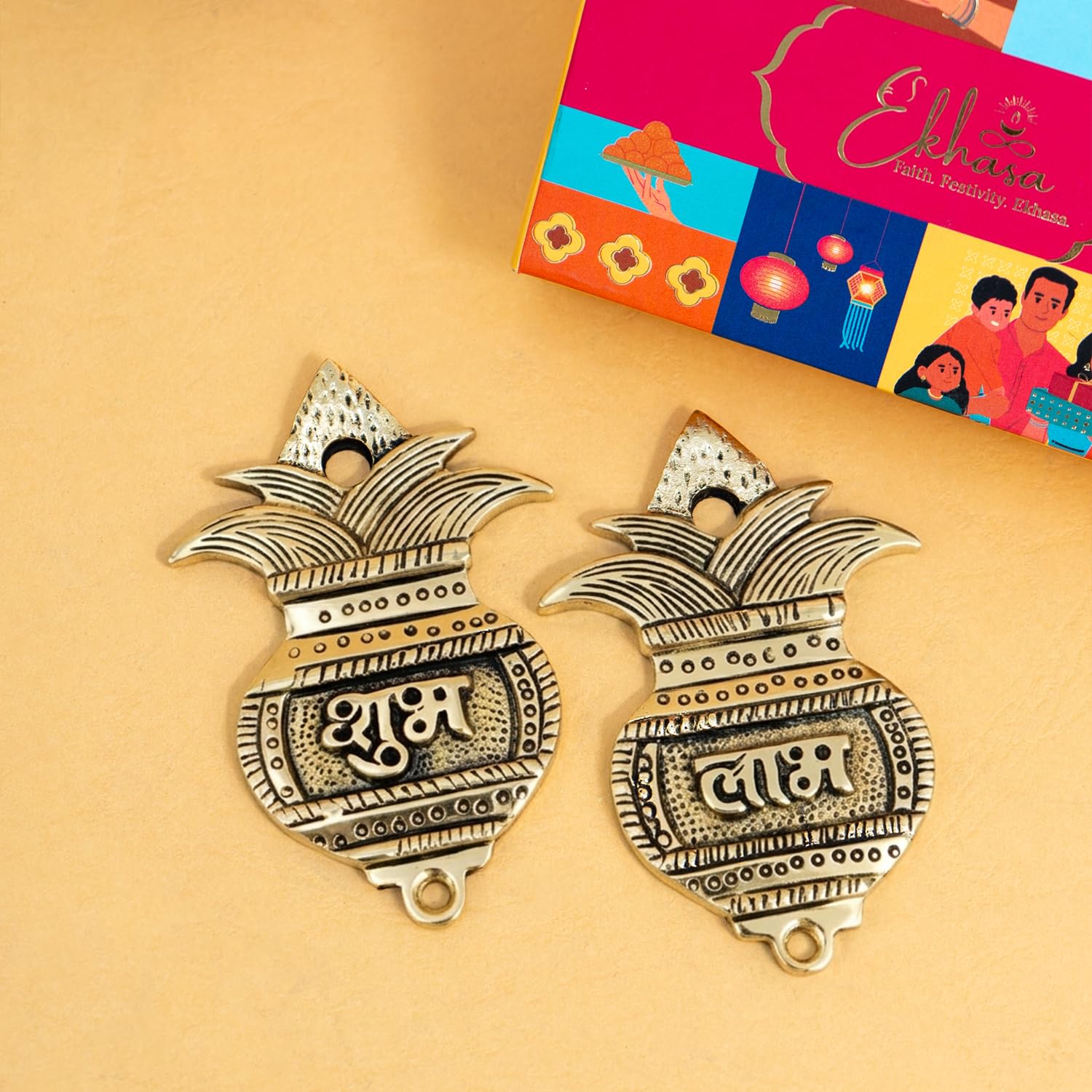 Ekhasa Brass Shubh Labh - Prosperity Hanging -7 Ekhasa Brass Shubh Labh - Prosperity Hanging -7