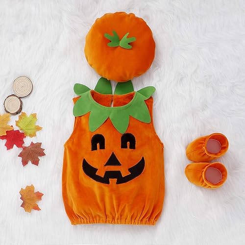 Miniatura 6 de HengShunRui Disfraz de calabaza para bebé niña y niño, disfraz de Halloween