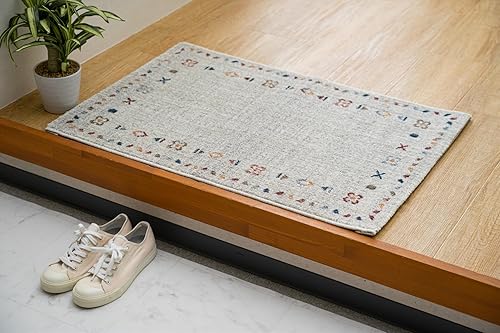 イケヒコ マット 玄関 屋内 屋外 輸入 マイア ナチュラル 約50×80cm 長方形 トルコ製 ウィルトン織り 民族調 エスニック シンプル 抗菌防臭 オールシーズン 丈夫 #1311730181701