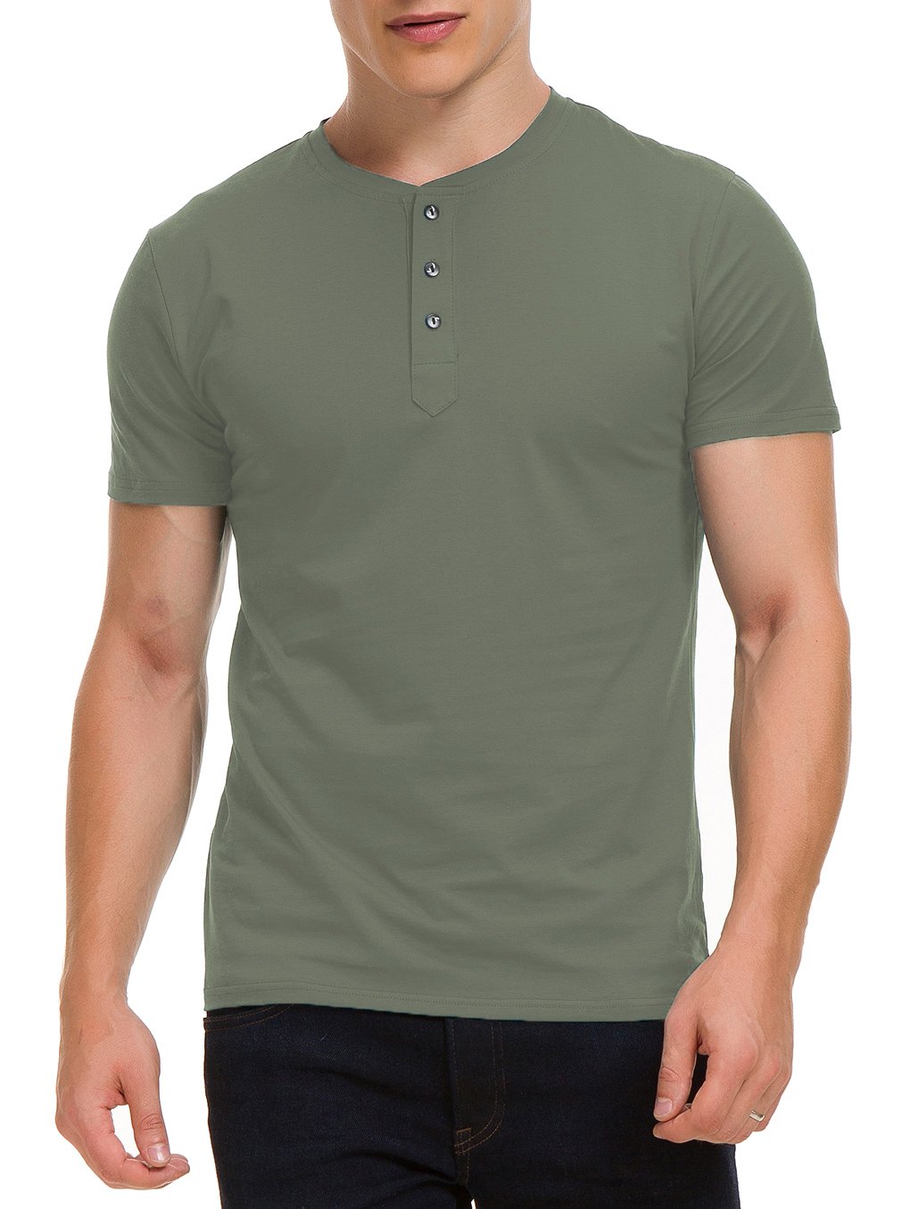 slim fit short sleeve henley