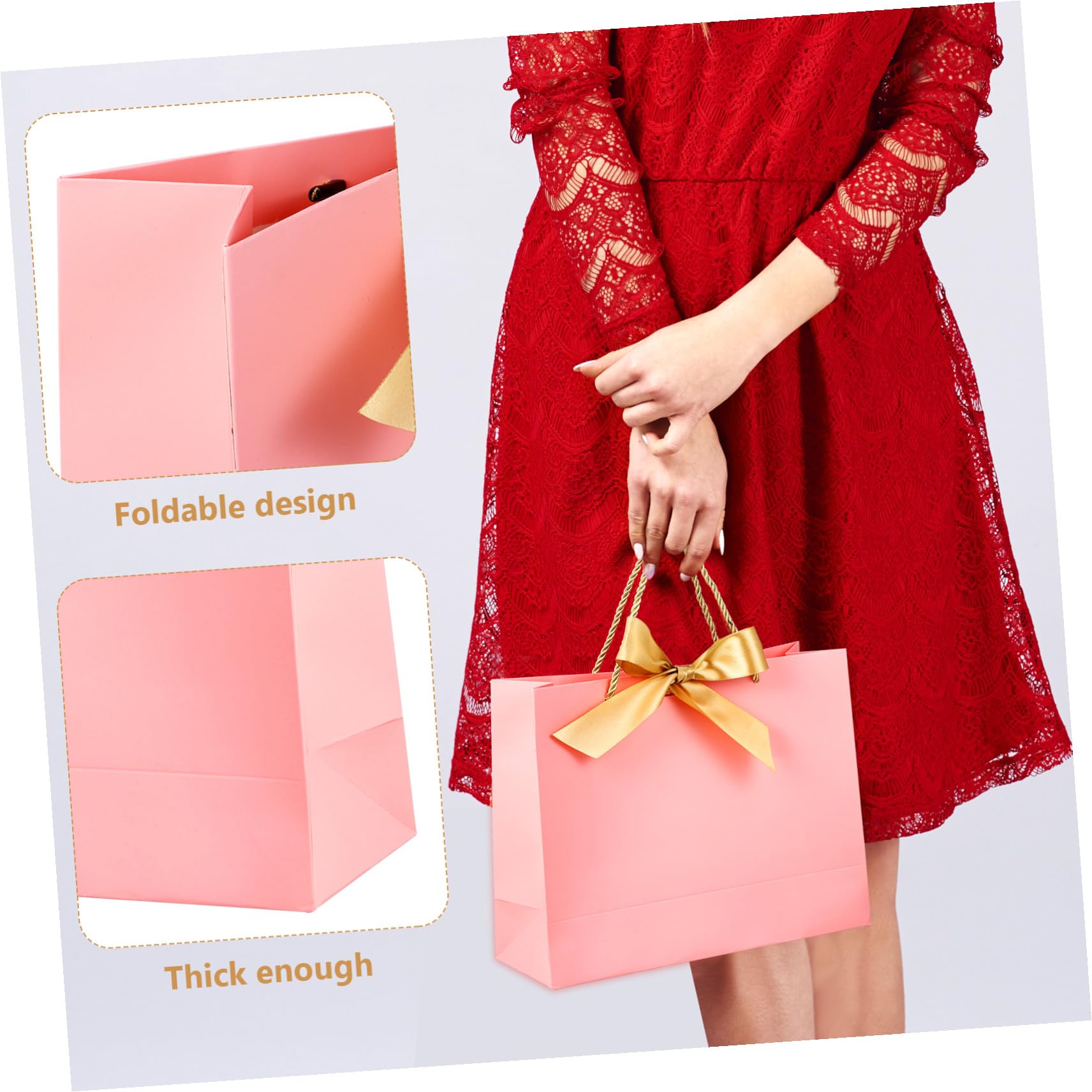 LALADEFIEE 10 Stück Teiliges Geschenktüten mit Henkel Papiertragetaschen mit Schleifenverzierung Robuste Papiertüten für Partys Hochzeiten Geburtstagsfeiern und Geschenkverpackung