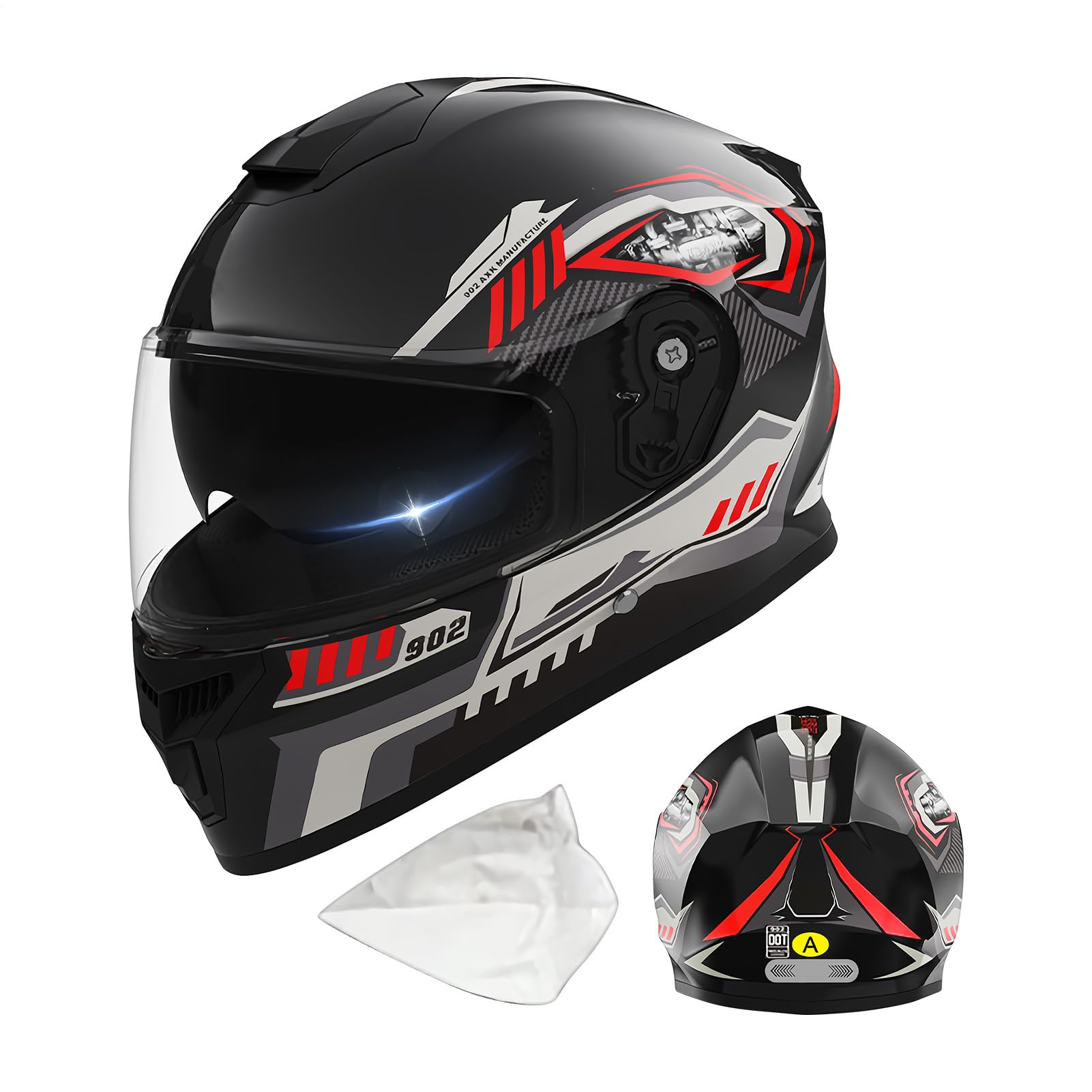 Kask Motocyklowy Wizjer Motocrossowy | Pełnotwarzowe Kaski Motocyklowe Dla Dorosłych Z Wyjmowaną Chustą Dla Jazdy Na Motocyklu Skuterze Nartach Snowboardzie I