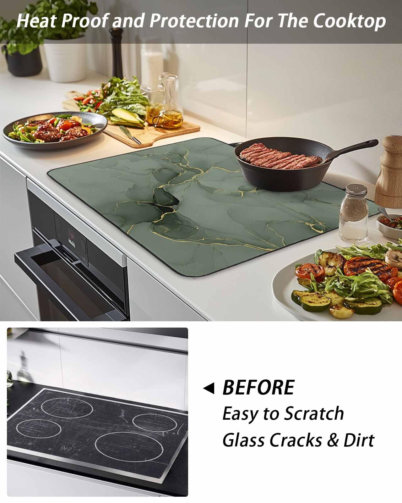 Christmas Stove Top Cover 28.5x20.5 Inch – Pine Tree & Snowflake Pattern, Non-Slip Heat-Resistant Mat For Electric Glass Cooktops, Kitchen Decor 3 thumbnail image
