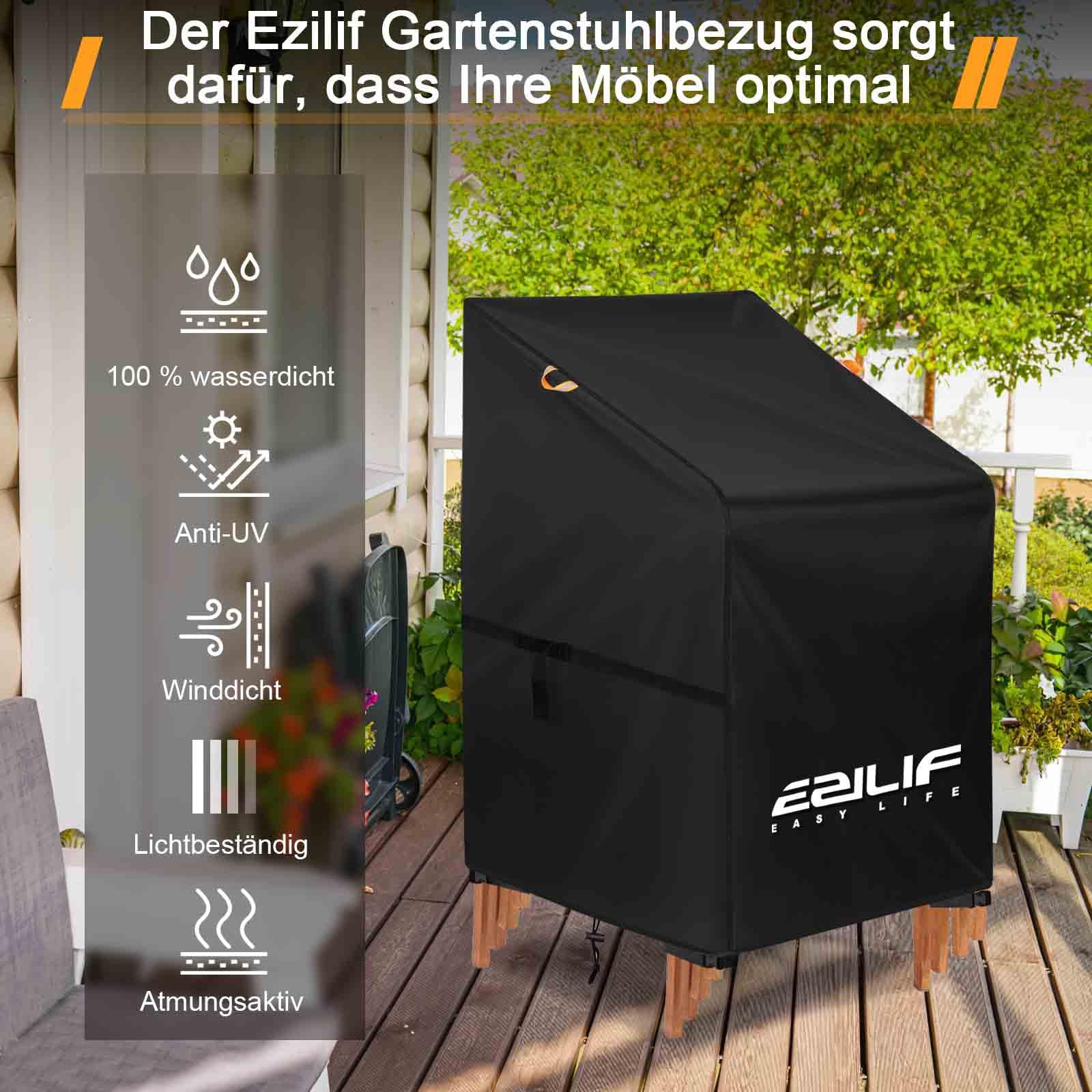 Copertura per sedia da giardino, 70 x 90 x 80/120 cm, impermeabile, antivento, anti UV, antipolvere, resistente all'inverno, 420D Oxford PU per sedie da giardino, resistente agli strappi