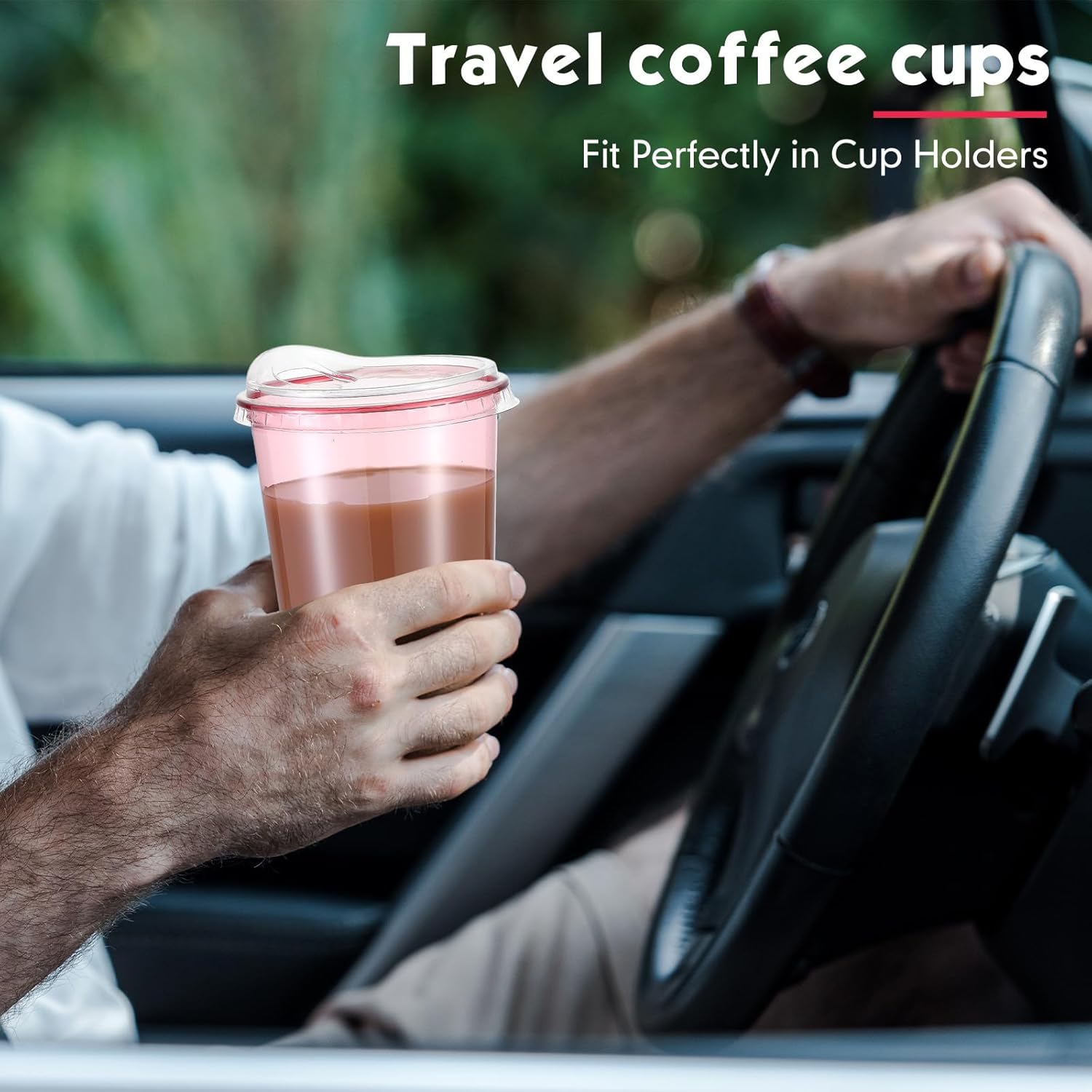 Baderke 50 Pcs Round Bottom Plastic Cups with Sip Lids Clear Disposable Iced Coffee Cups for Smoothie Cold Beverage Coffee Shops and Party Catering(16 oz,Pink) - Image 7