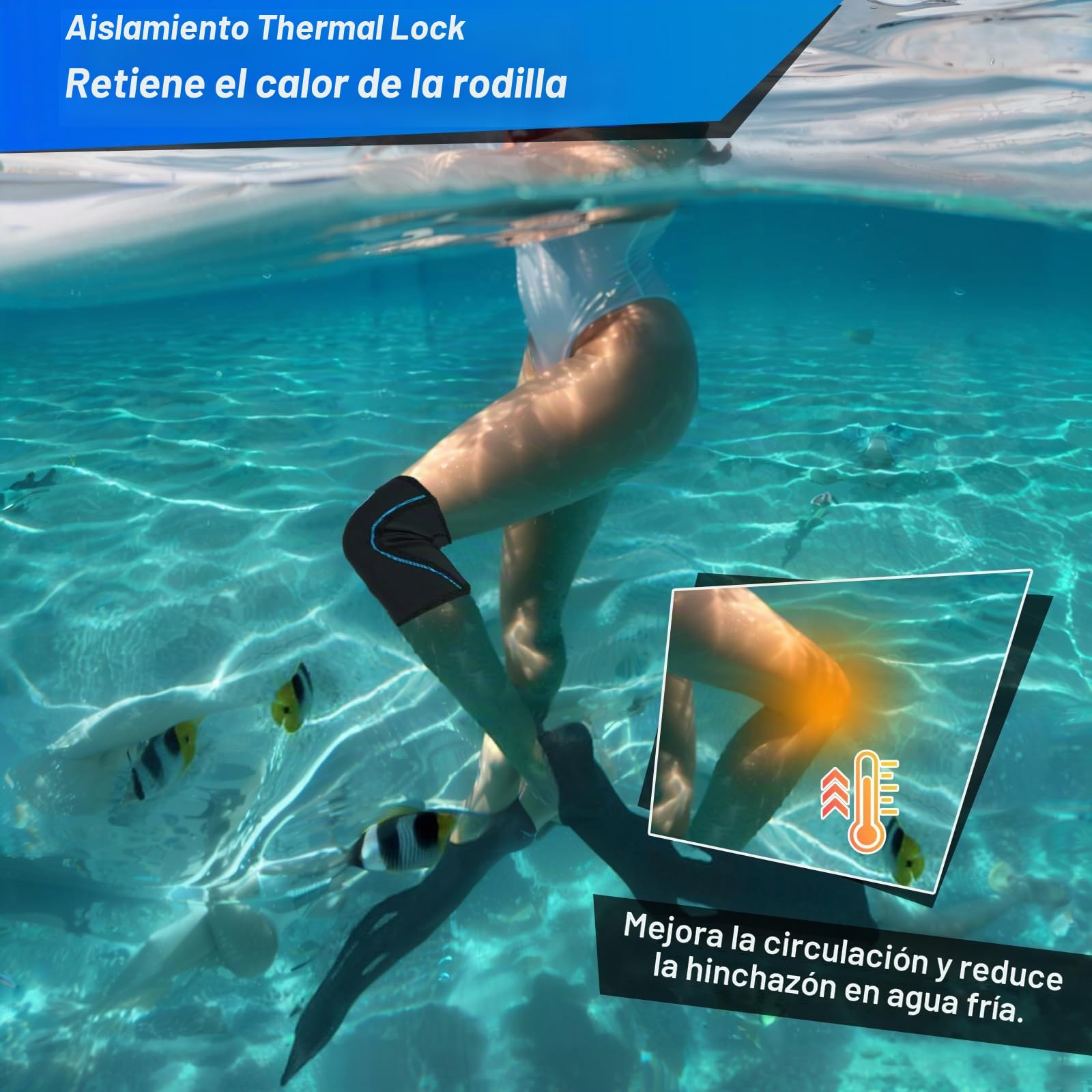 Nvorliy Rodillera de compresión para natación, vela, buceo, surf, remo, kayak, deportes acuáticos o recuperación de lesiones, funda de neopreno de 2.5 mm, para mujeres y hombres (M)