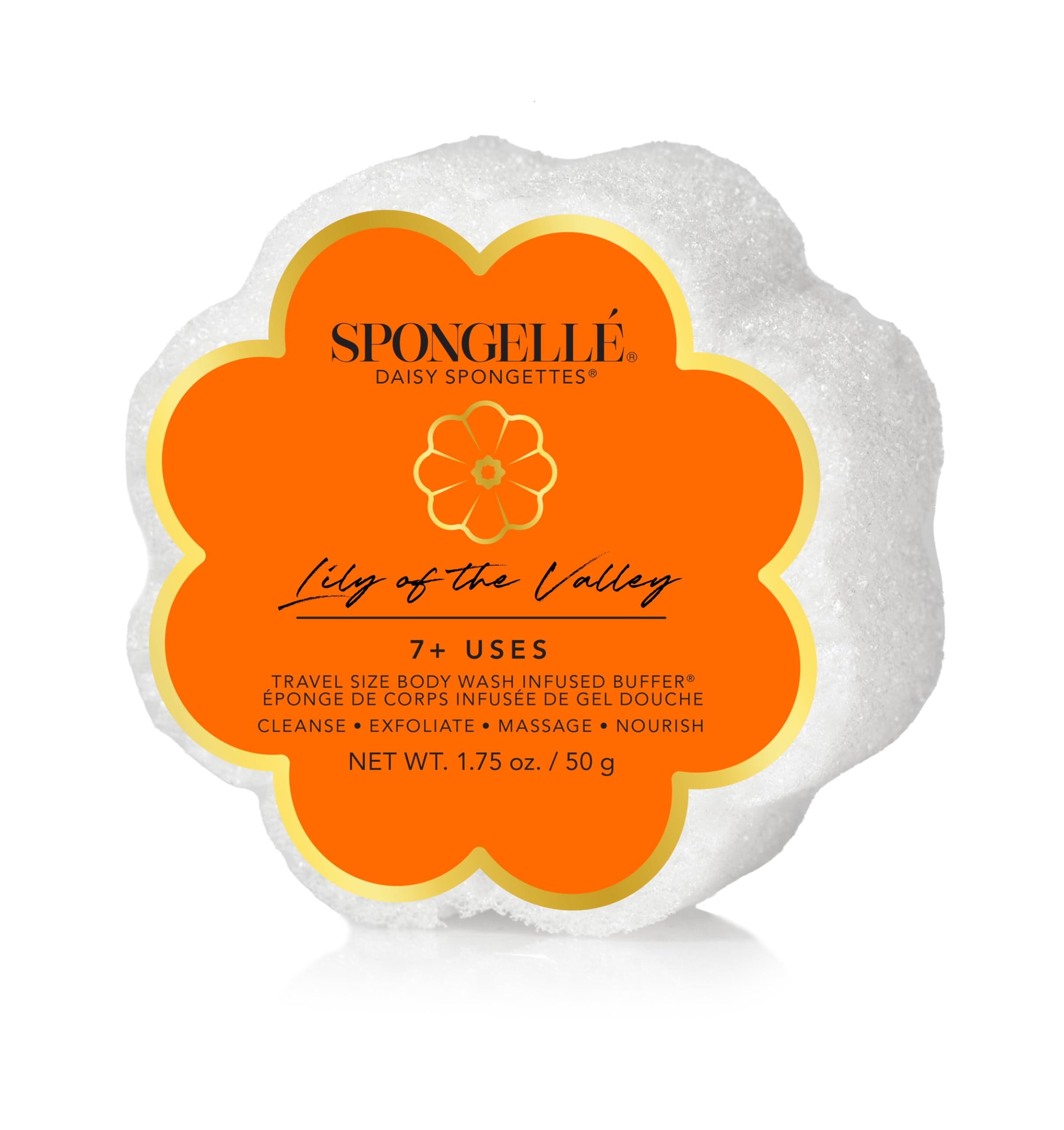 Spongelle Lily of the Valley Spongette Loofah Body Scrubber | Bath & Shower Loofah for Women | Body Scrubber Exfoliator with Body Wash Infused Sponge