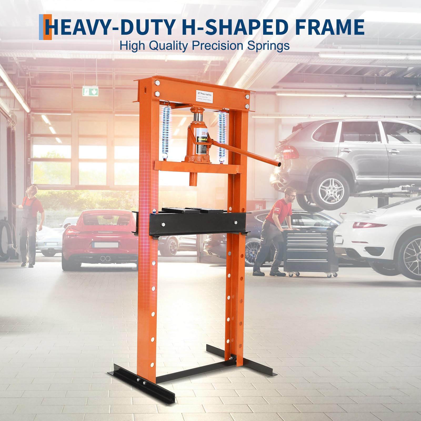 12 T Hydraulic Shop Press - H-Frame Benchtop Design w/ 2 Press Plates & Height Adjustment for Garage Workshops, Blue - 5