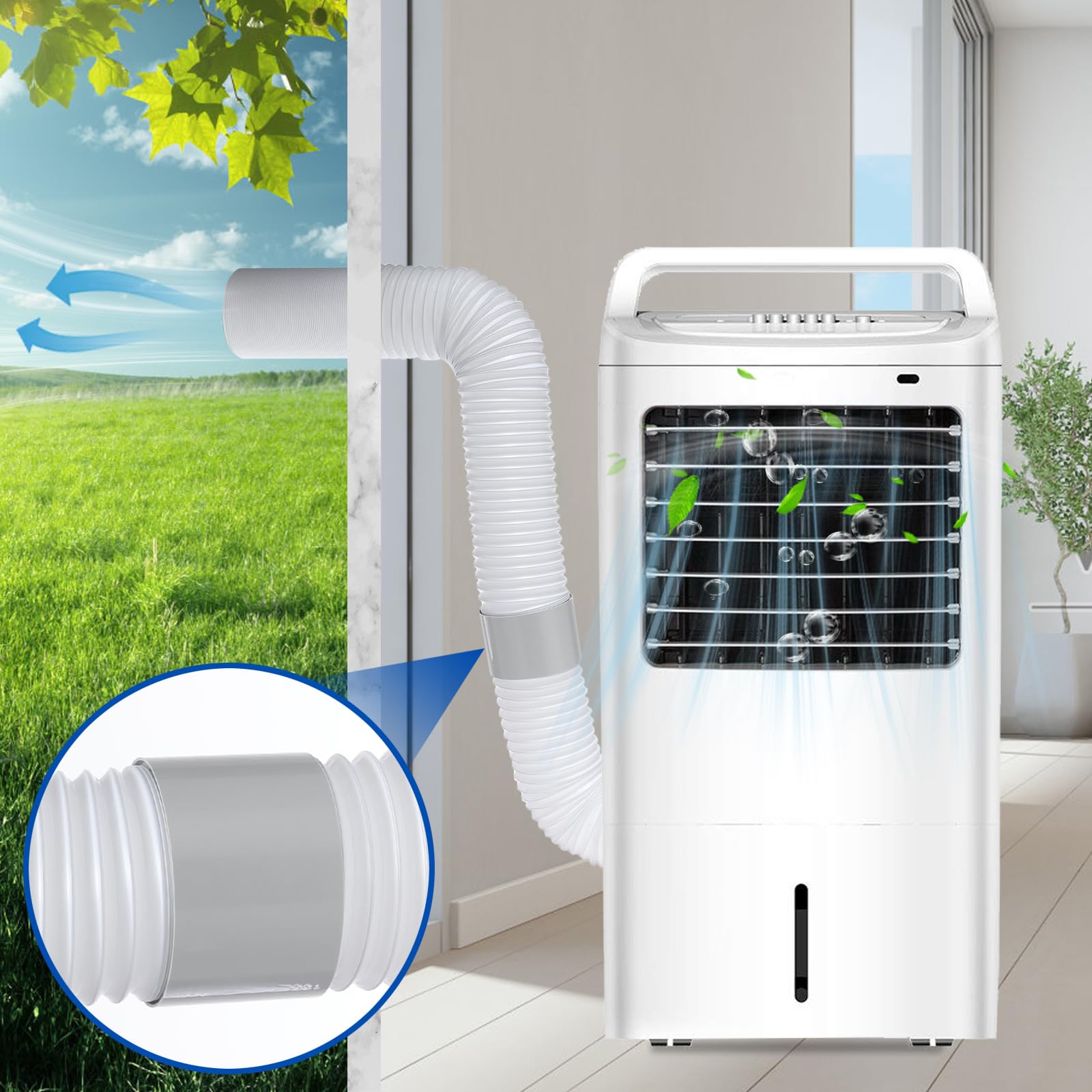 Adaptador para Tubo de Aire Acondicionado Portátil, Adaptador Ventana Tubo Aire Acondicionado ABS Conector Tubo Aire Acondicionado, Adaptador de Escape Manguera de Aire Acondicionado 15 cm