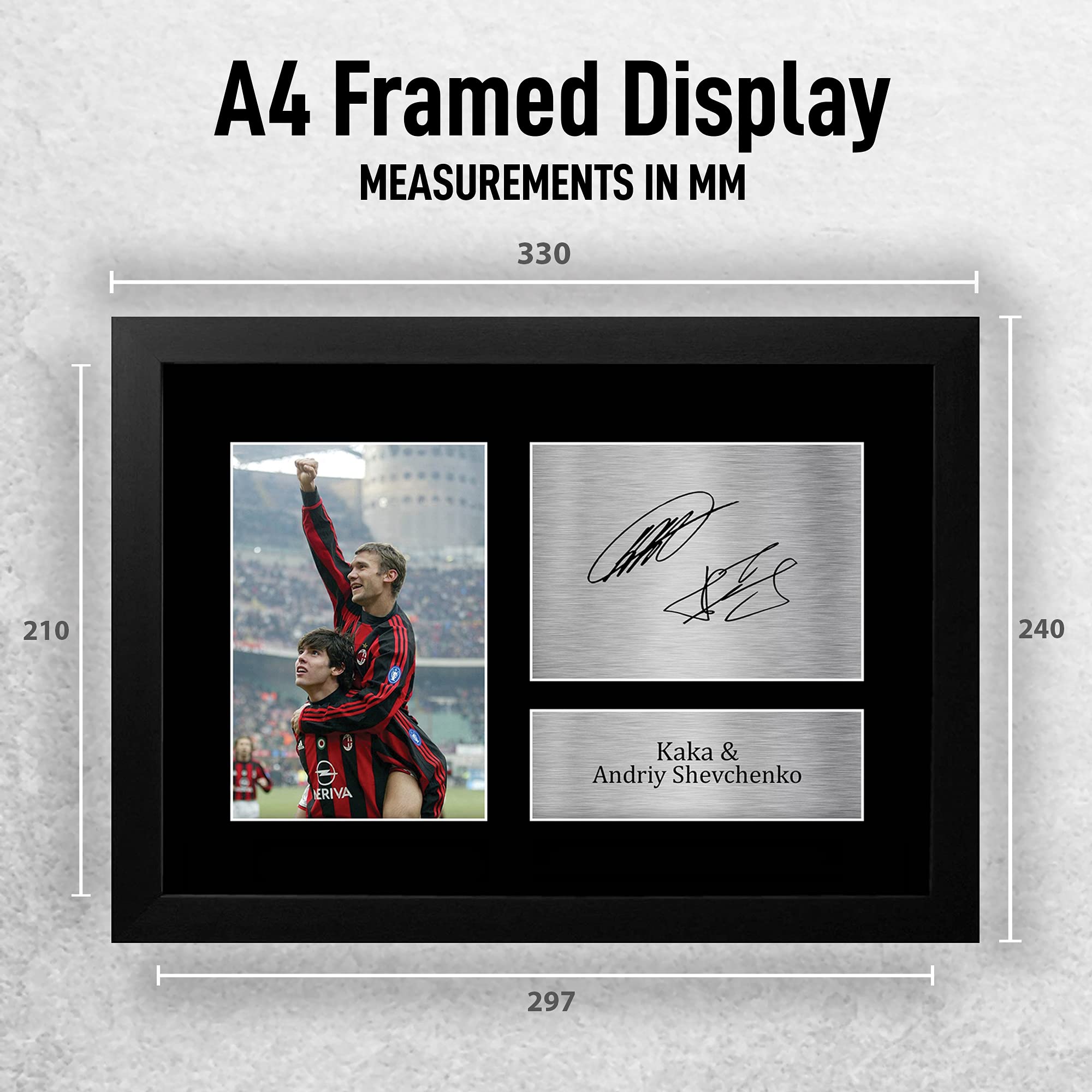 HWC Trading FR A4 Kaka & Andriy Shevchenko A C Milan Regali Stampati Autografo Firmato Foto Per Gli Appassionati Di Calcio E Sostenitori - A4 Framed, per Ufficio