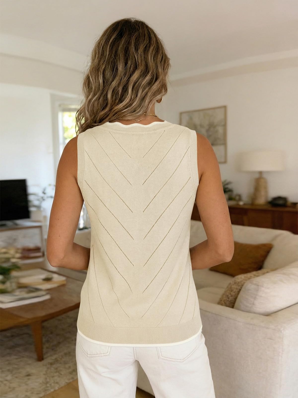 Yousify Womens Tank Tops 2026 Summer V Neck Ribbed Knit Sleeveless Shirts Dressy Casual Lightweight Sweater Vest — view 6