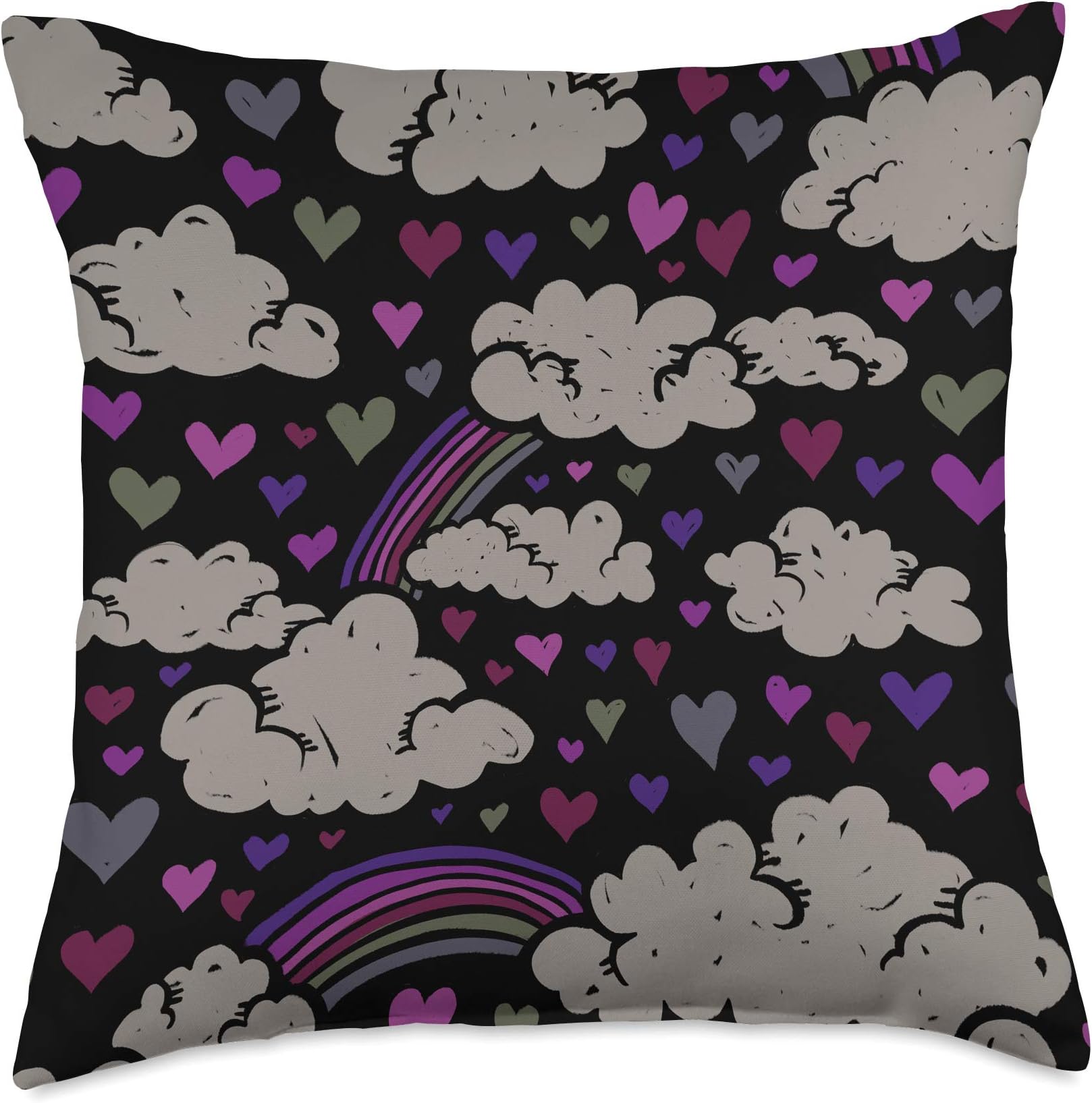 BubbSnuggCute Pinks Retro 80s Rainbows Pattern Fun Throw Pillow, 18x18, Multicolor