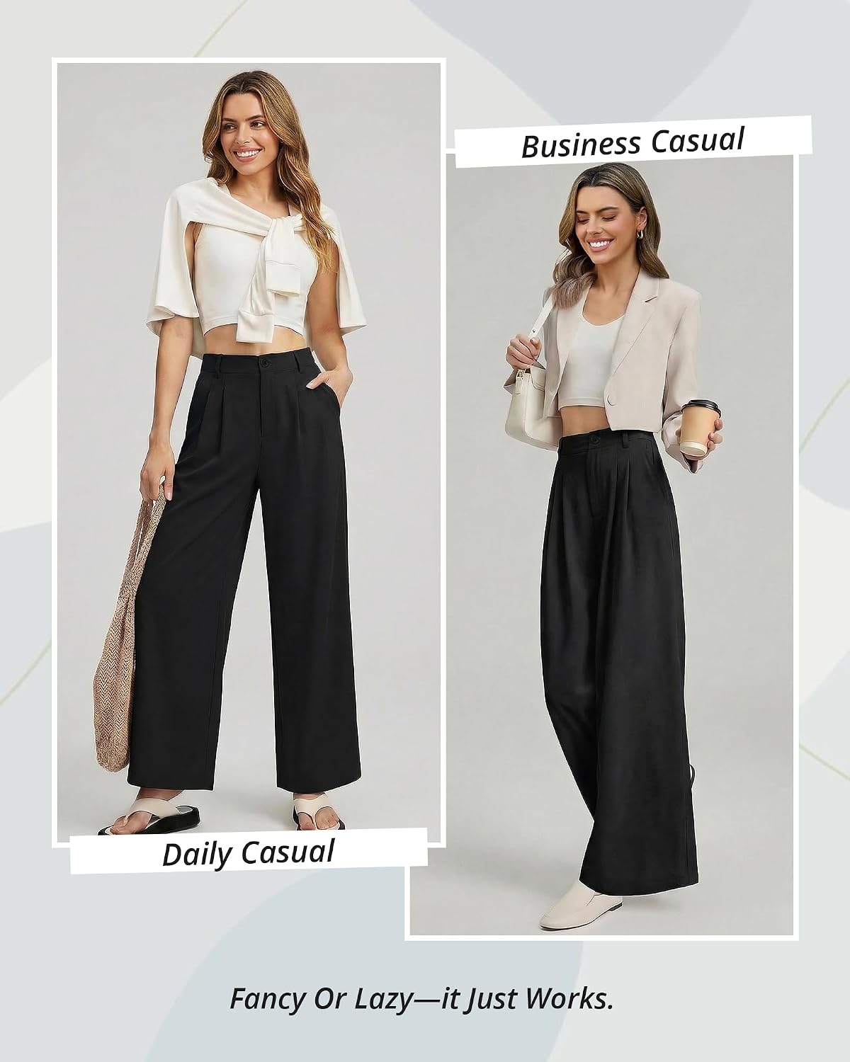GRAPENT Wide Leg Pants for Women Work Business Casual High Waisted Dressy Pants Flowy Trousers Office