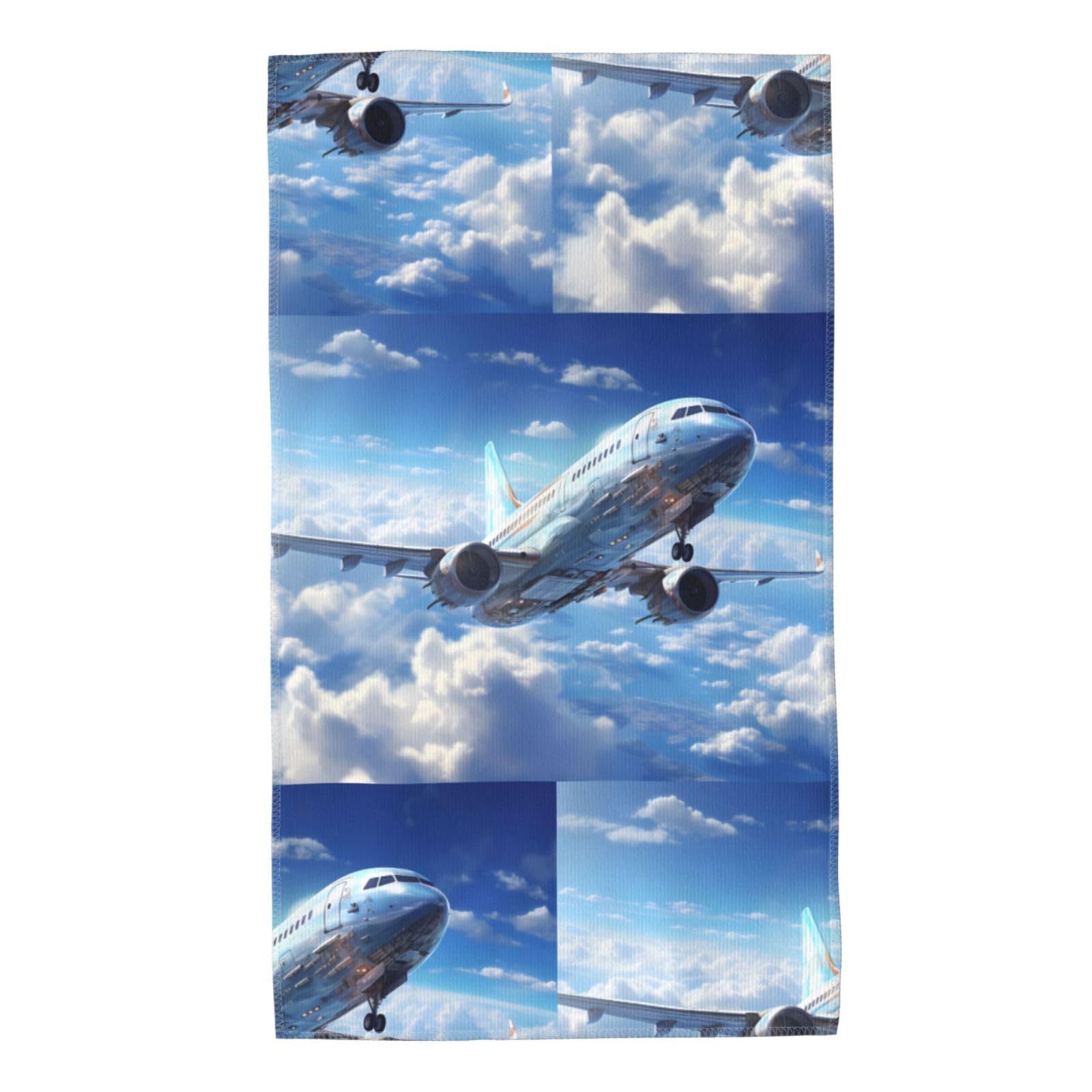 Whjdpp White Flying Airplane Picture Towel Towels 27.5X16in Skin-Friendly Absorbent Fluffy And Soft For Bathroom, Beach, Outdoors