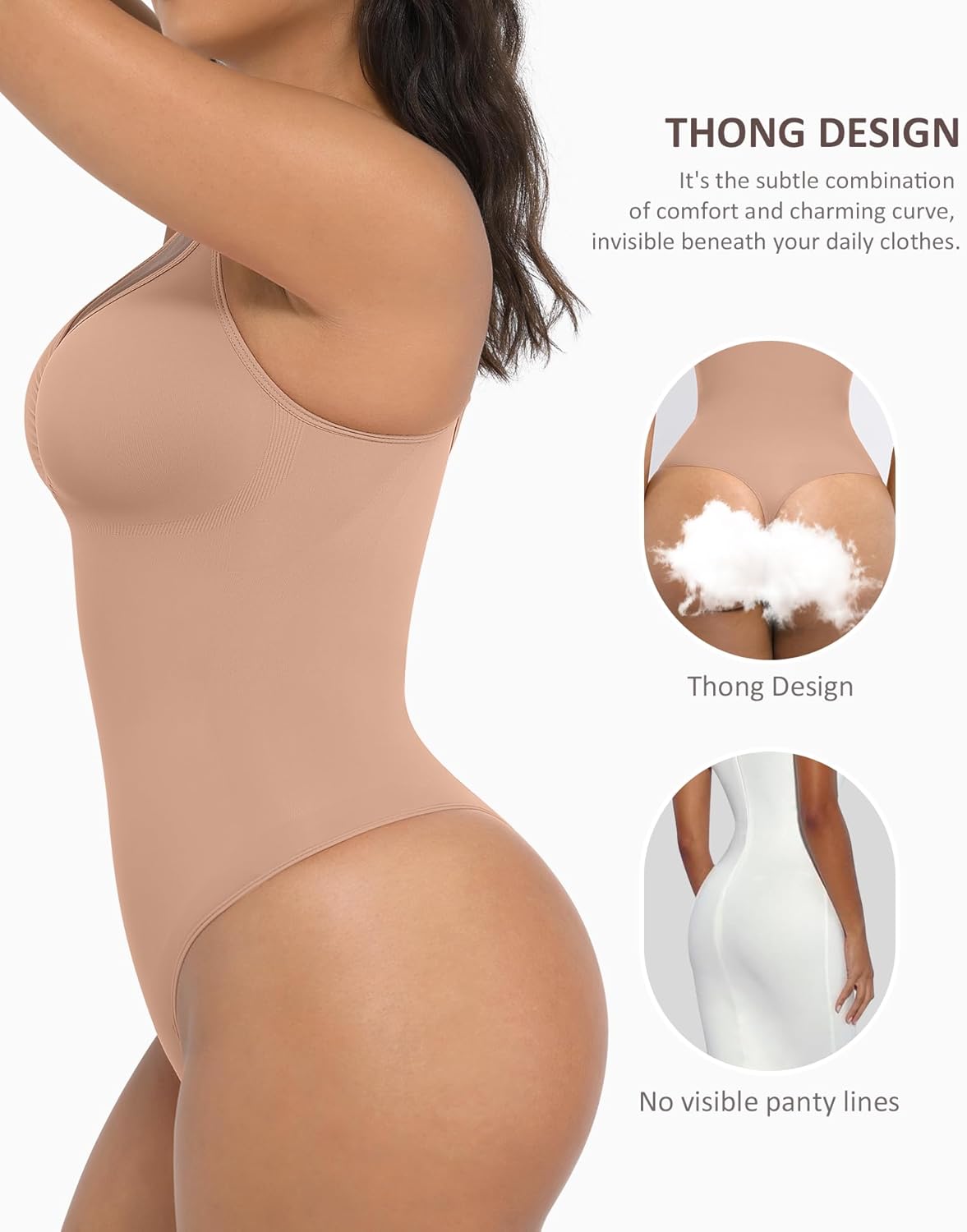 FeelinGirl Shapewear Bodysuit for Women Tummy Control Shaper Thong Seamless Body Shaper - Image 2
