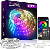 Vista 1 de Micomlan 82Ft/25m LED Strip Lights, Music Sync Color Changing RGB LED Strip Built-in Mic, Bluetooth APP Controlled Home Lighting for Living Room