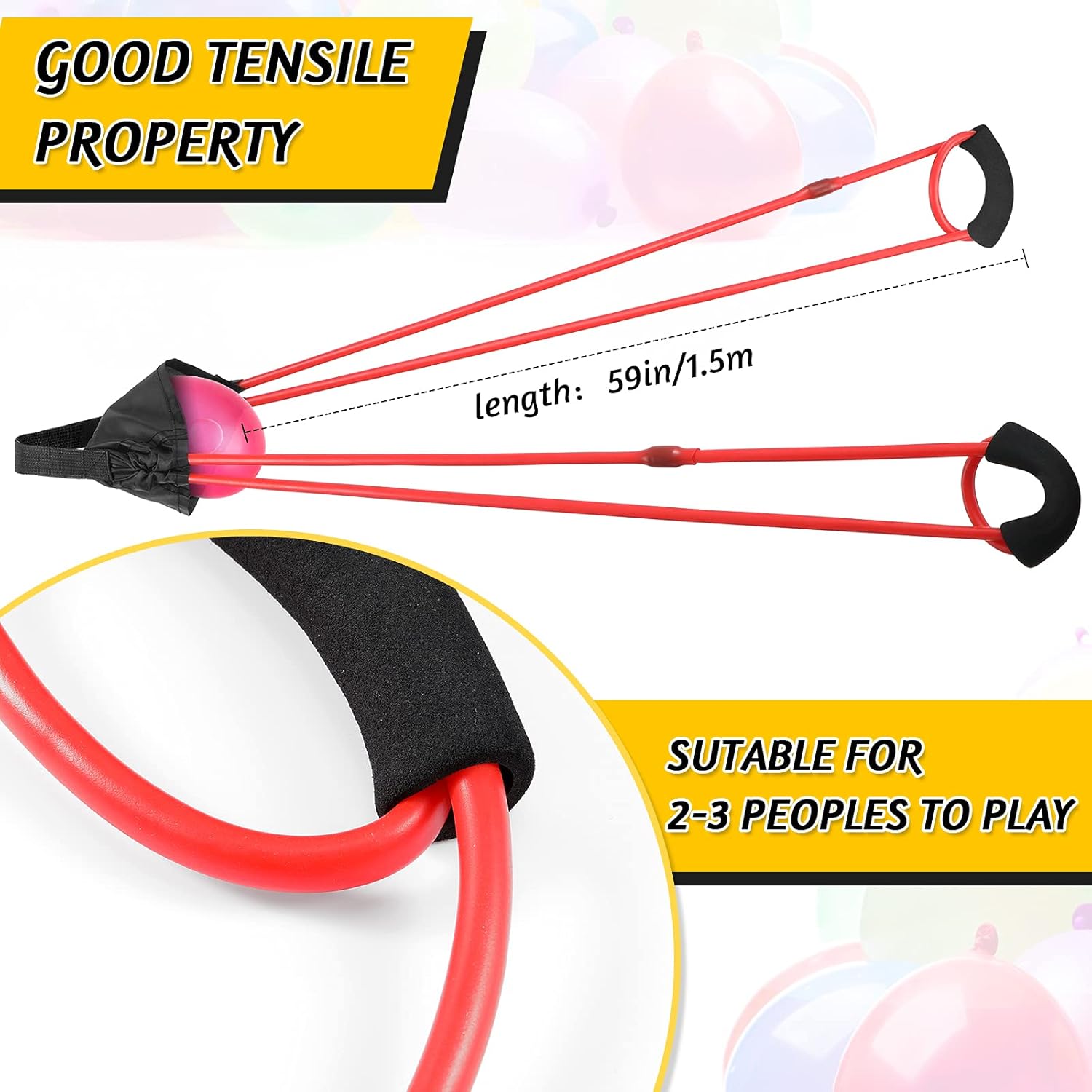 2 Pieces Water Balloon Launcher 500 Yard with 500 Balloons, 23 Person Balloon Giant Sling T