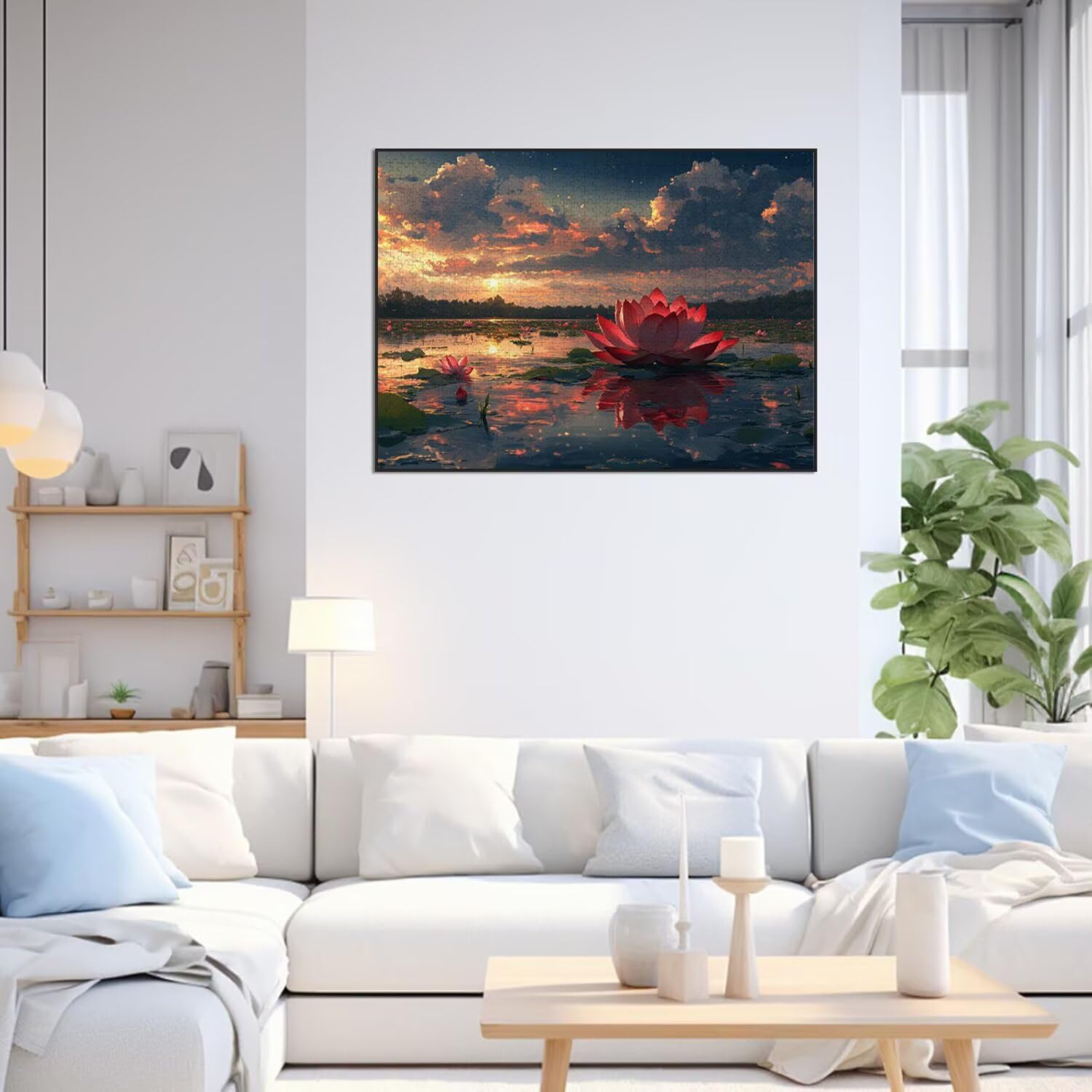 Puzzle 1500 sztuk lotosu trudne drewniane puzzle, n-417 | Niemożliwe wyzwanie, inteligentna gra zręcznościowa, gry logiczne dla całej rodziny, pomysł na prezent, zachód słońca