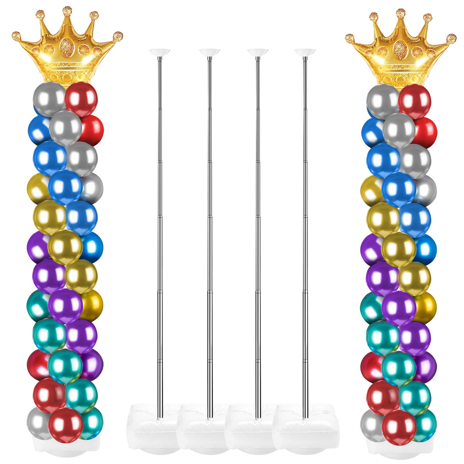 Voircoloria Balloon Column Stand Kit Set of 4, Adjustable Balloon Arch Stand Tower Kit Pillar for Gender Reveal Baby Shower Birthday Wedding