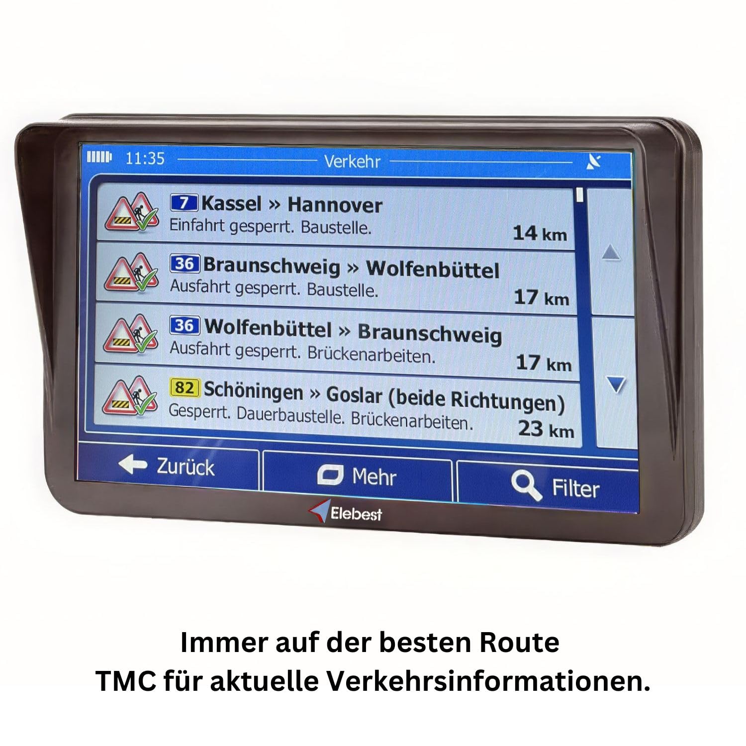 Elebest City 90 TMC Navigationsgerät – 9 Zoll GPS Navi 2026 mit TMC, POI, Blitzerwarner & Kartenupdate | LKW, PKW & Wohnmobil Navigation