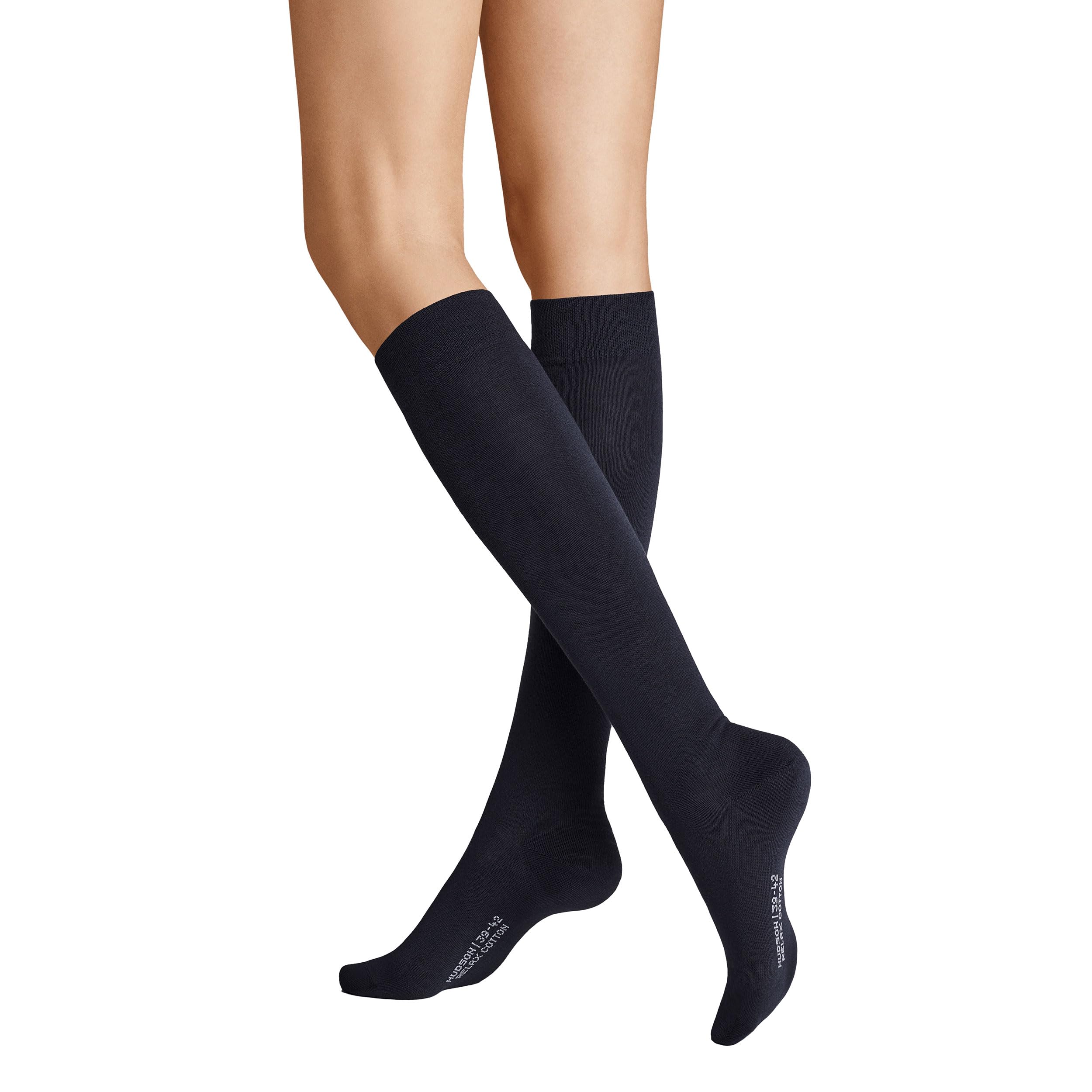 Hudson Women's Relax Cotton Warm Knitted Knee Socks, navy, 35-38