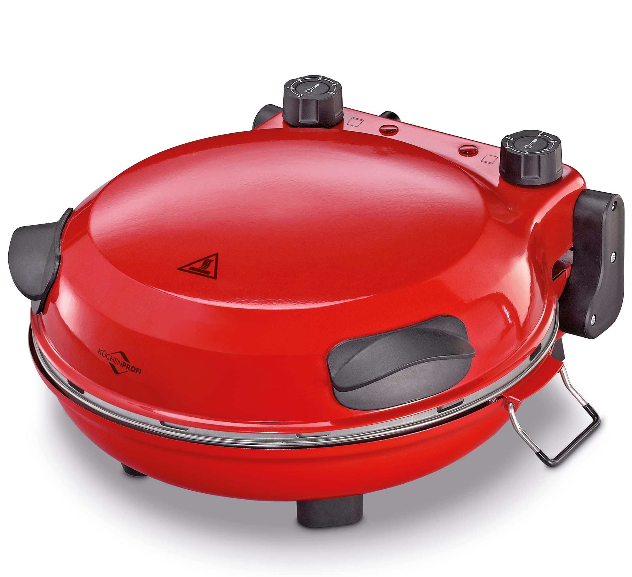 Küchenprofi Pizza Maker NAPOLI, mit Pizzastein, für Ø 29 cm Pizzen in 4 Min, 1200 Watt, stufenlose Temperatureinstellung, Ober- und Unterhitze separat, elektrischer Pizzaofen, 1703001400, Rot