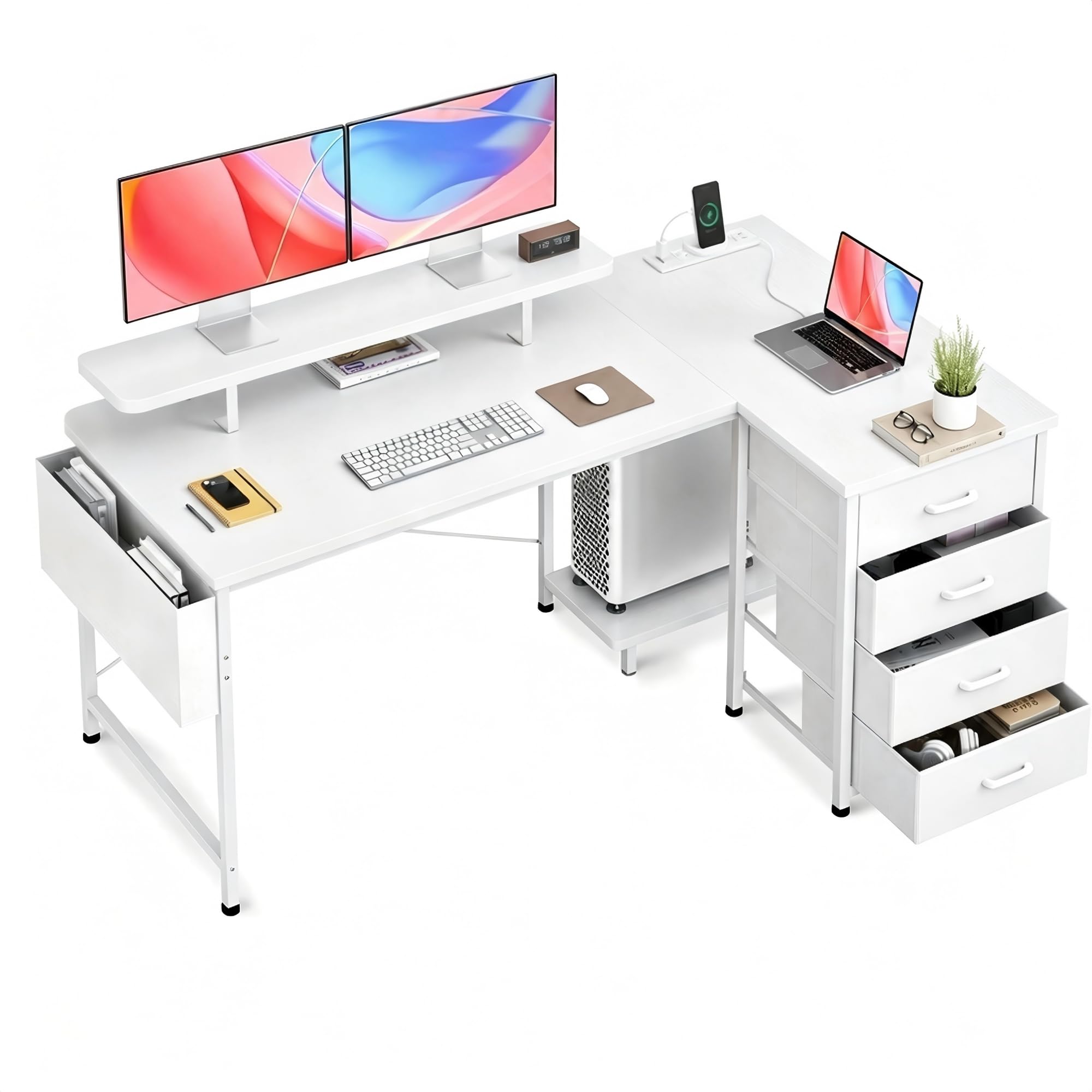 claiks bureau d'angle 4 tiroirs