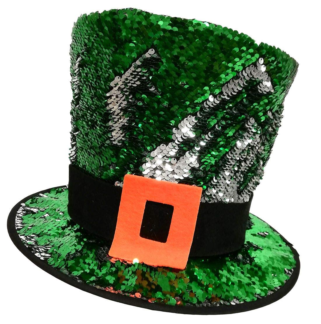 Traditional Craft Green Sequined Leprechaun Hat - Adults