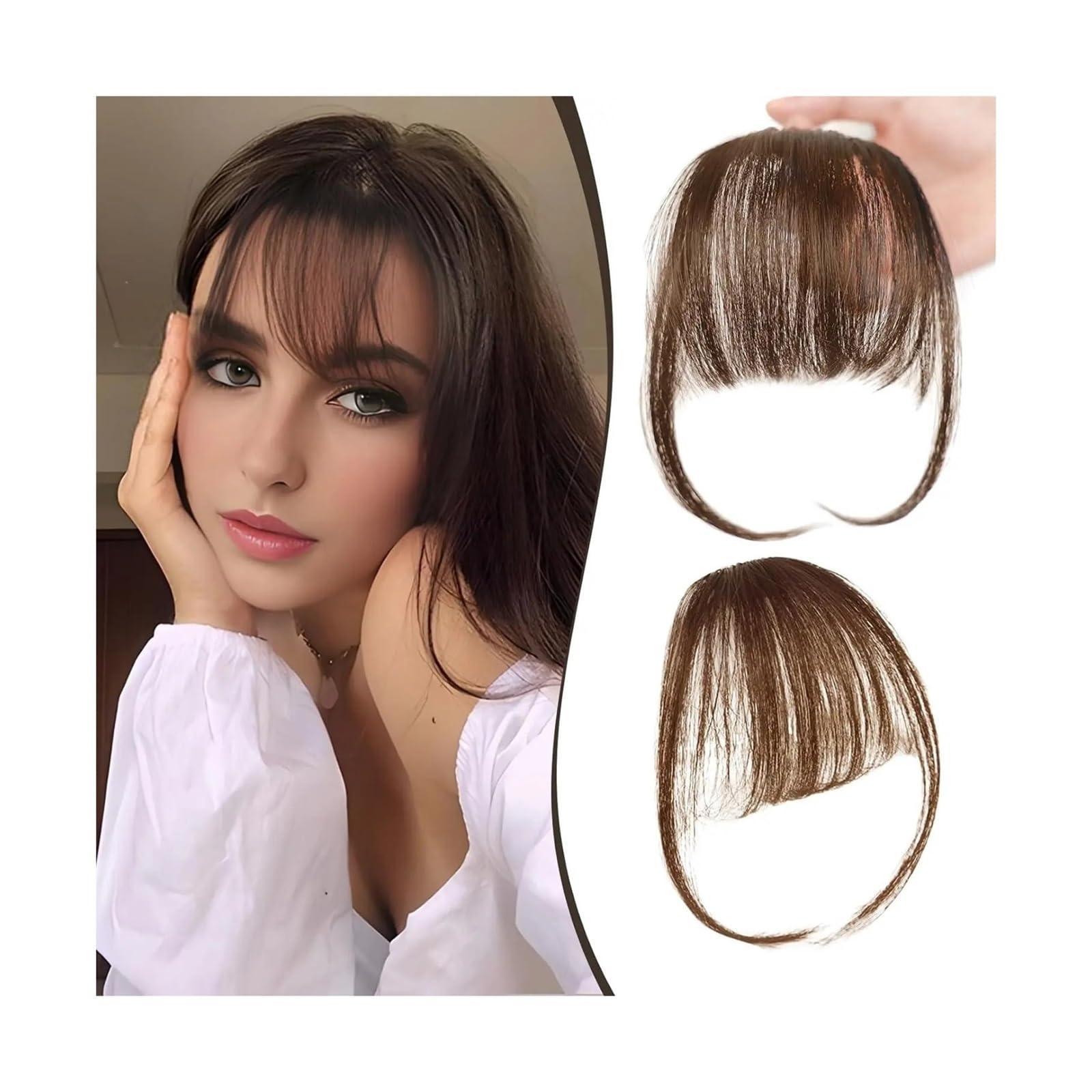 Bangs Hair Clip Synthetic Air Bangs Styling Tools Clip In Hair Extension Fake Invisible Fringe Natural Black Brown Bangs Hair Accessories Bangs Clip in Hair(Color:K18-2M30)