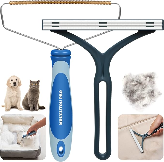 Dog Hair Remover,2 Pack Lint Removal Set,Carpet Scraper,Clothes Fur Fuzz Brush for Dog Bed Cat