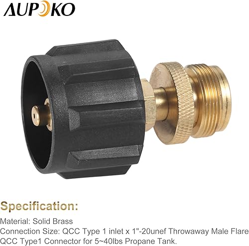 Miniatura 4 de Aupoko Adaptador de tanque de propano de 1 lb a 20 libras, cilindro de propano recargable, adaptador regulador de tanque de 1 lb con conector QCC