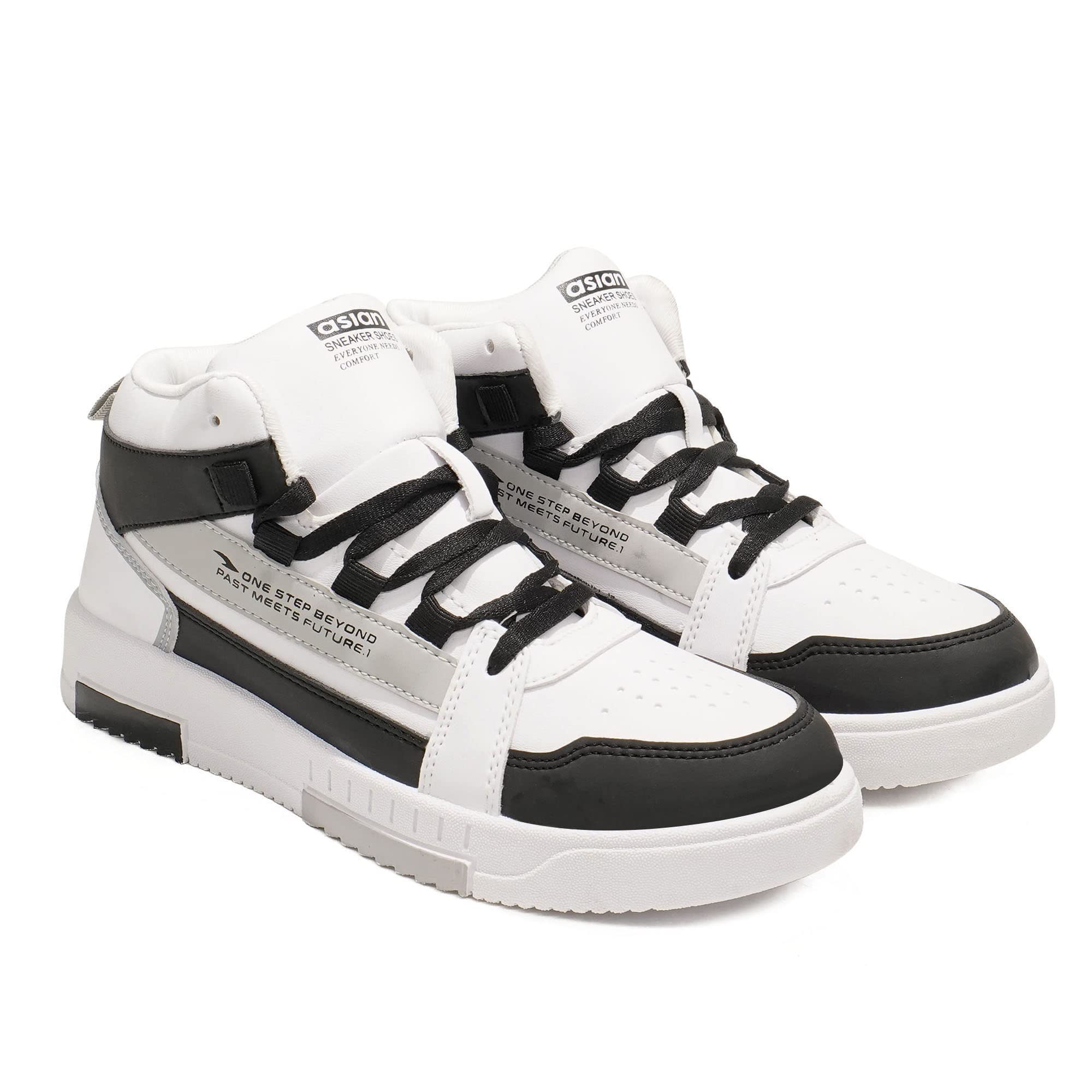 ASIANMen's TARZAN-03 Casual White Sneaker High Neck Shoes for Men I Walking & Gym Shoes for Boys with Lightweight Extra Jump I Casual Lace-Up Shoes for Men