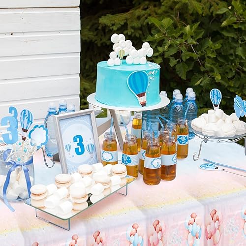 Miniatura 5 de Paquete de 3 manteles de oso de peluche, manteles de plástico para revelación de género, mantel impermeable rosa y azul para niños o niñas, baby