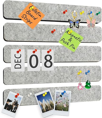 Jeethemy - Tablón de anuncios, tiras de fieltro, autoadhesivas, de corcho para paredes, con 35 pasadores de empuje para dormitorios, oficinas,