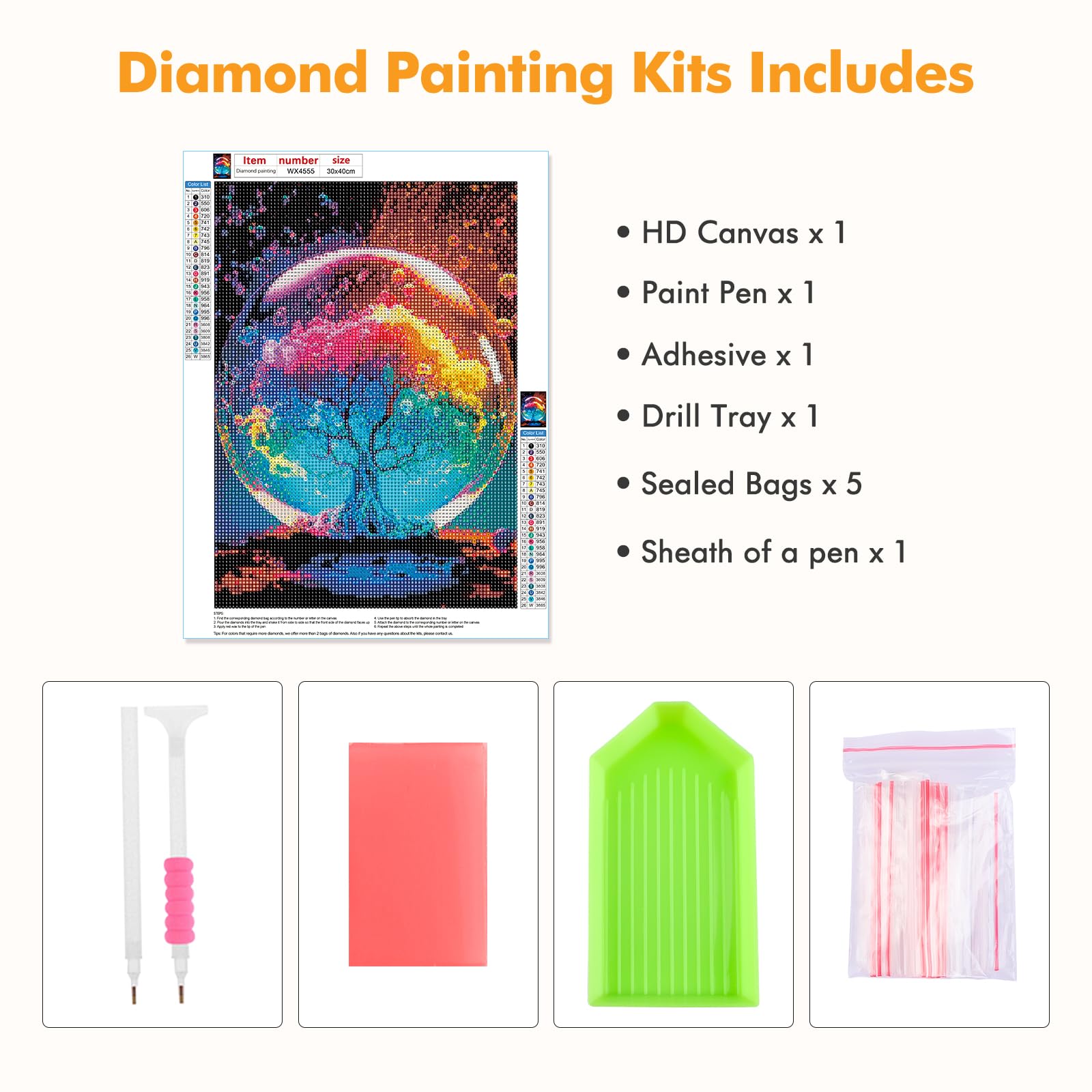 HEIBAGO Albero Della Vita 5D Diamond Painting Adulti, Paesaggio Diamond Painting Kit Completo Per Principiante, Fantasia Set Completo Di Diamanti Di Pittura per la Decorazione Della Casa 30x40cm