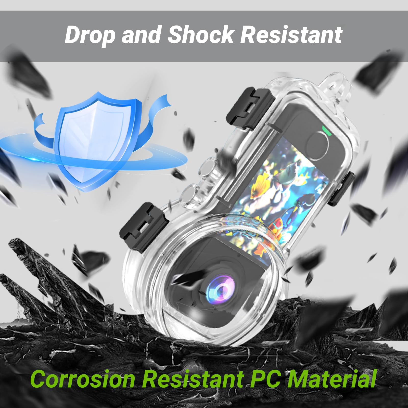 Custodia subacquea Insta 360 X4 Air invisibile, custodia protettiva impermeabile fino a 50 m (164 piedi) con prevenzione degli schizzi, guscio protettivo subacqueo per Insta360 X4 Air con staffa e