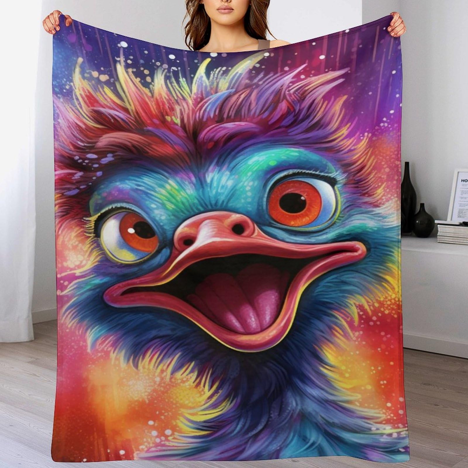 Couverture polaire autruche 130x150 en peluche de luxe douceur absolue