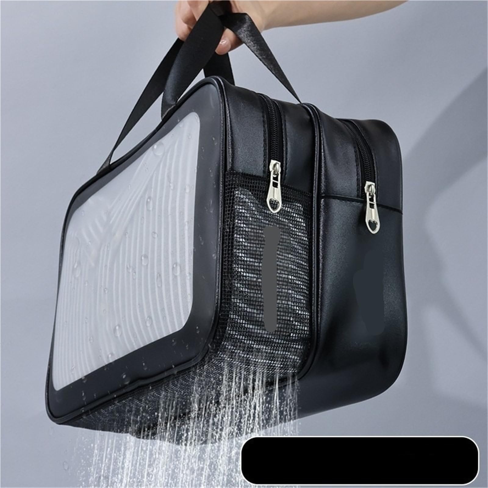 Borsa da bagno portatile viaggio smerigliata con separazione a secco e bagnato 1 pezzo Per Viaggi(Black)