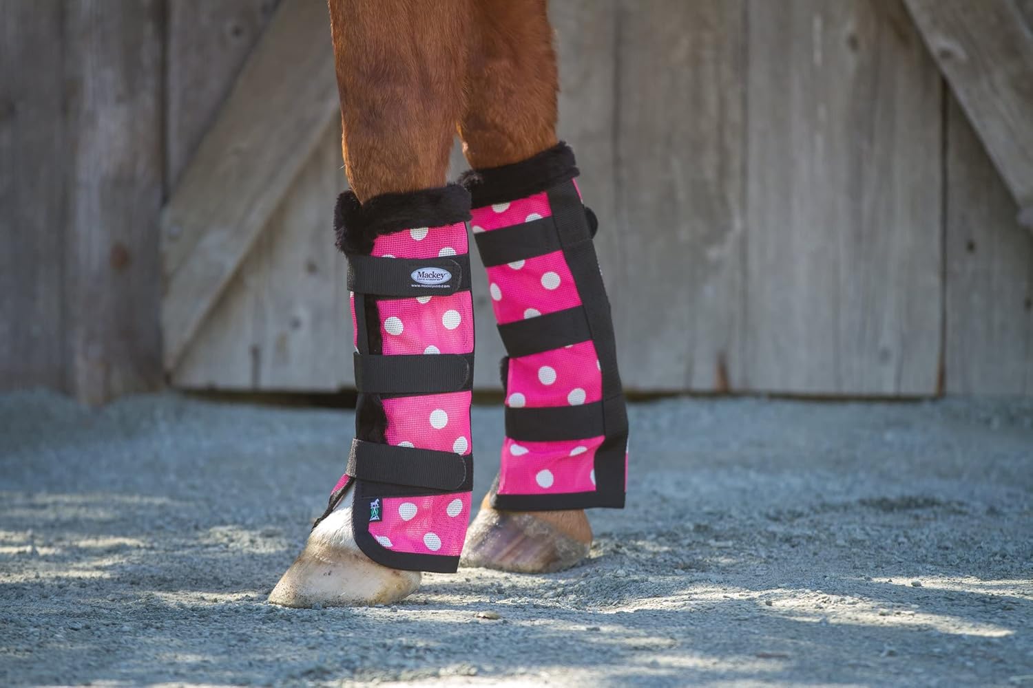 Mackey Equine Accessories Mackey Equine Modern Vintage Pink Dotty Mesh Fly Boot with Fleece Binding Mv/Dotty N/A