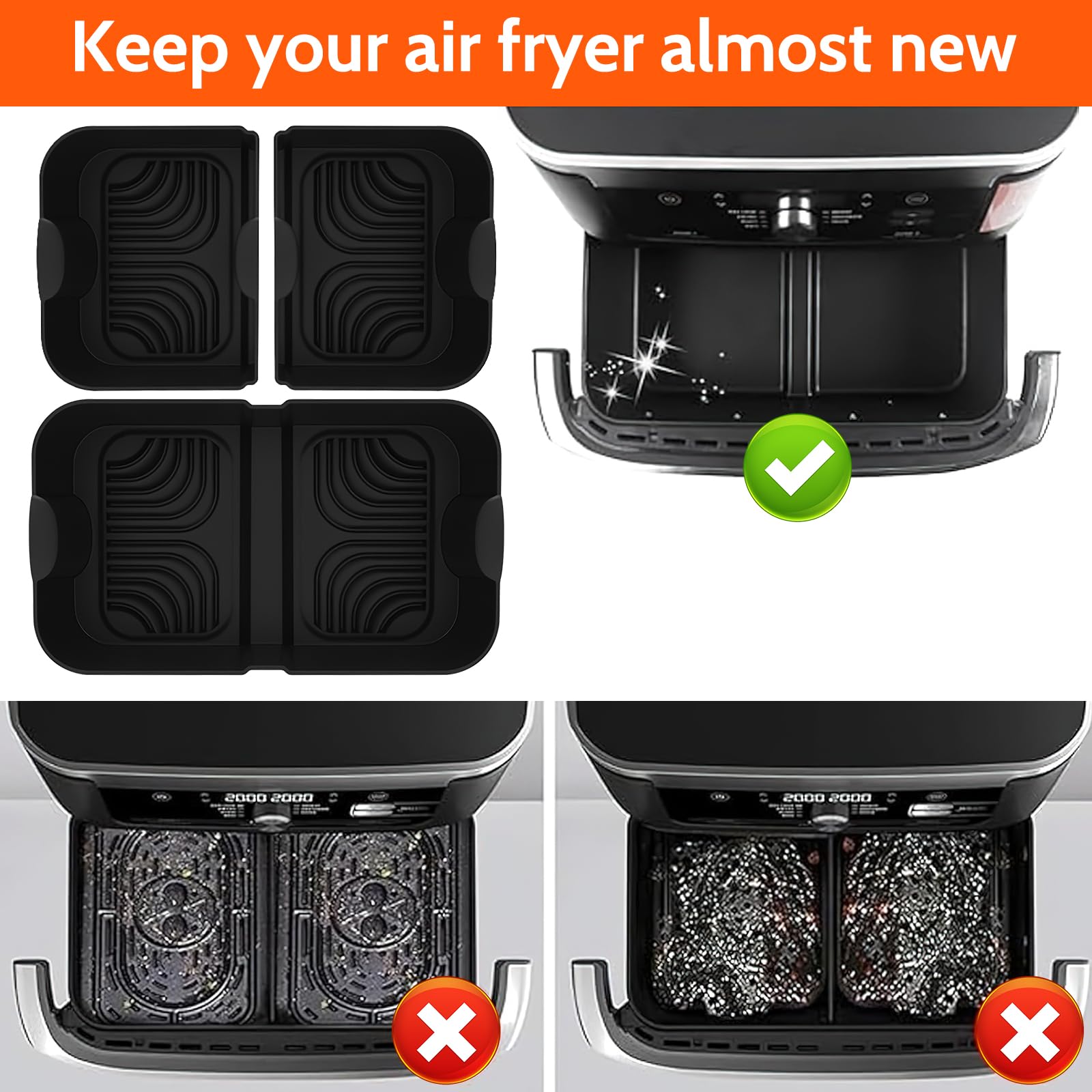 Silicone Air Fryer Liners For Ninja AF500UK, 3PCs Reusable Non-Stick - Foto 9