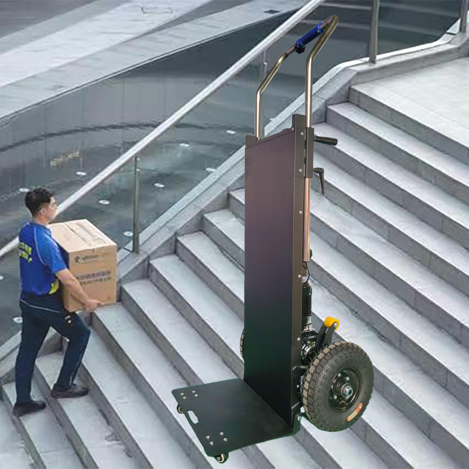 asdchZen Stair Climbing Hand Trucks Dolly, 1200W Motor 400Kg Capacity Trolley Cart, Electric Hand Trucks For Stairs With Telescoping Handle