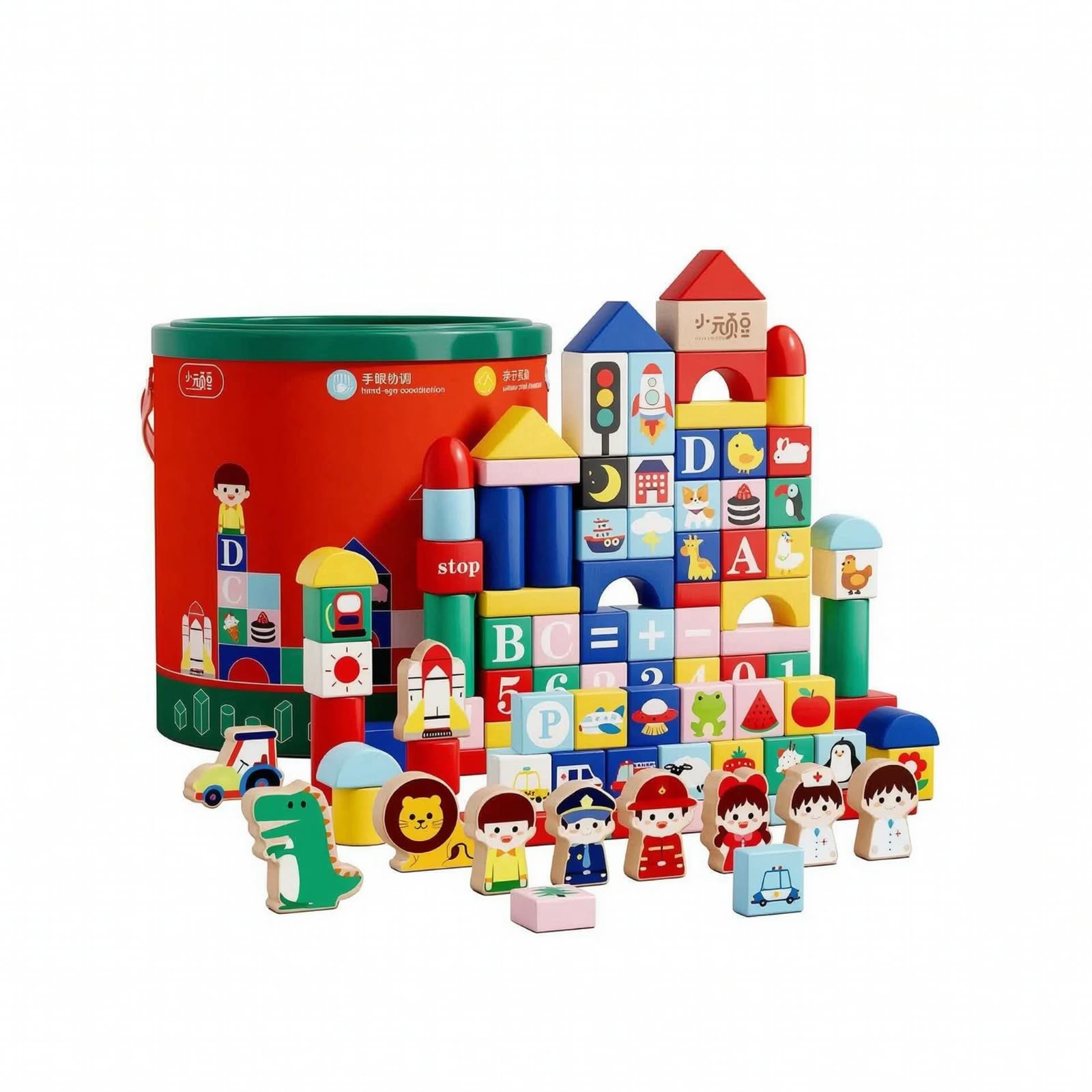 Milageto Juguete Construcción Sólido Didáctico, Bloques con Cubo Almacenamiento, Gran, Bloques con Números, para Casa, Guarría, Niños Pequeños