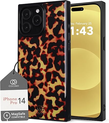 Cocomii - Funda rectangular compatible con iPhone 14 Pro - Compatible con MagSafe, patrón de carey, estampado animal, brillante, magnética para