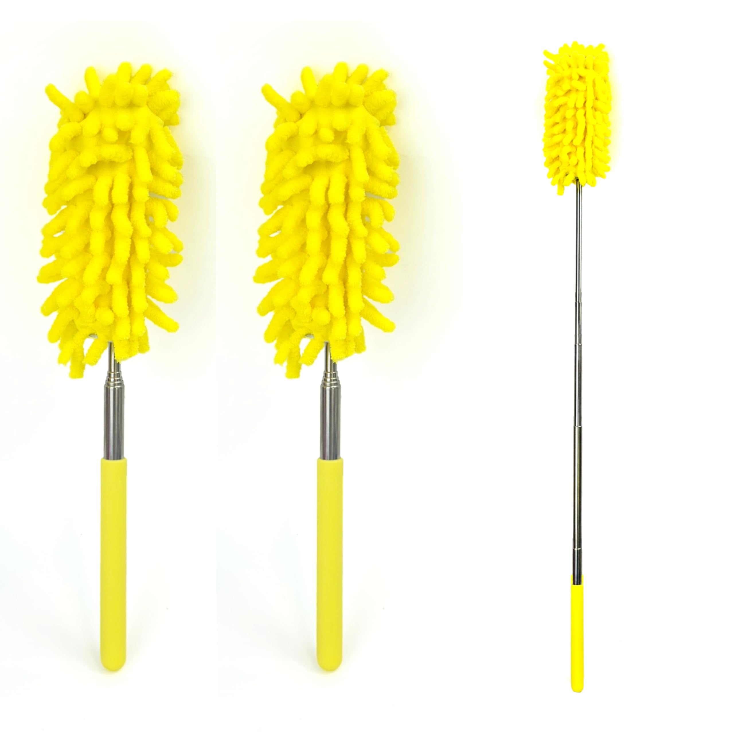 Lizzy Yellow Extendable Microfiber Duster | Telescopic Pole Extend To 74Cm Making It Easy To Reach Those Tricky Areas | Washable, Hand Duster For Cleaning High Ceiling Fans, Cars, Blinds, Cobweb (2, )