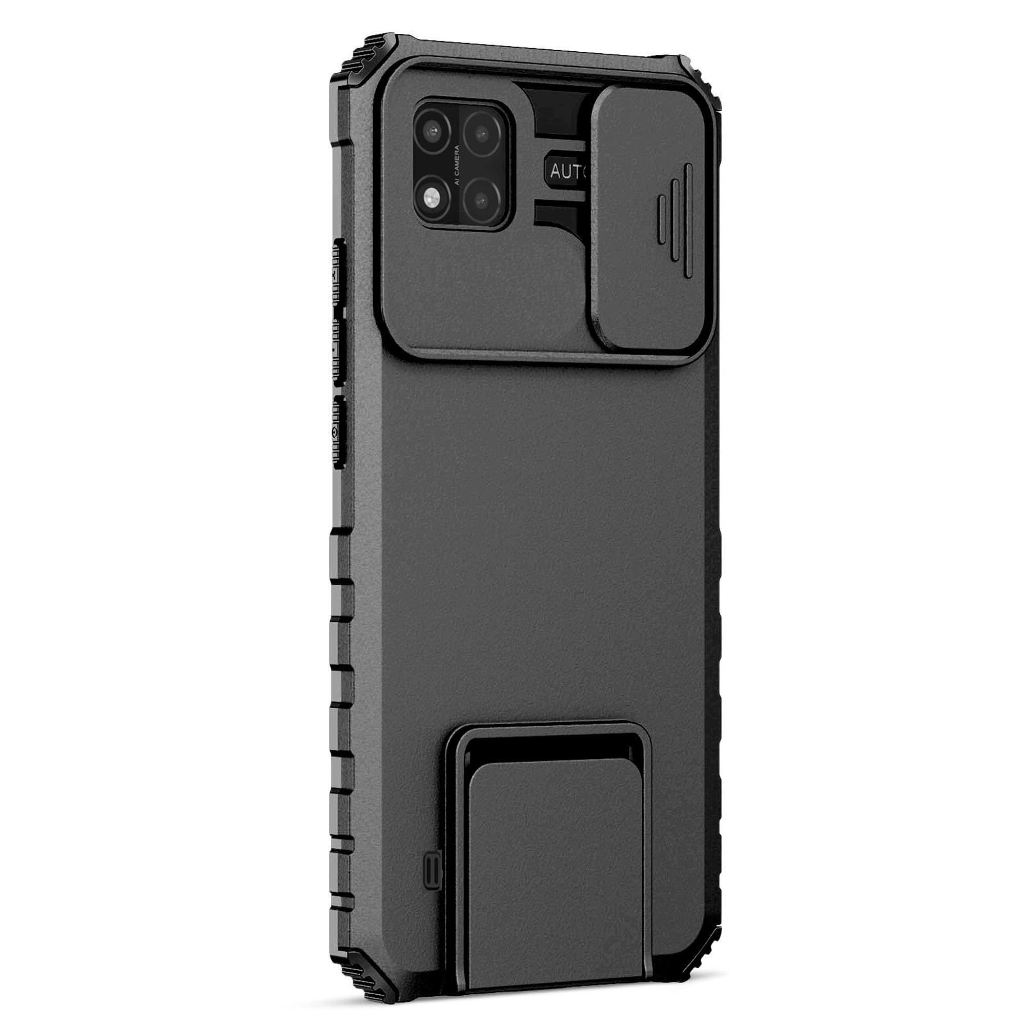 XINYEXIN Cover Per Realme C11 (2021) E C20, Custodia Traslucida Antiurto Con Anello Porta 360° E Supporto Magnetico, Nero/Rosso