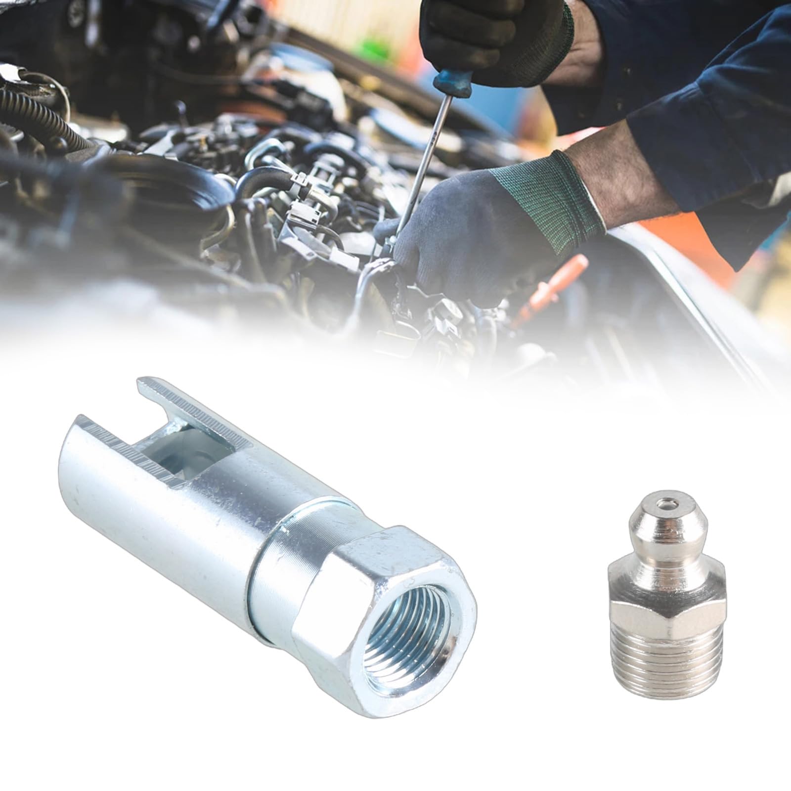 Nawwgy Grease Gun Coupler, Stainless Steel Needle Valve, 1/8 in Compression Inlet, 1/8 in NPT Outlet, Black